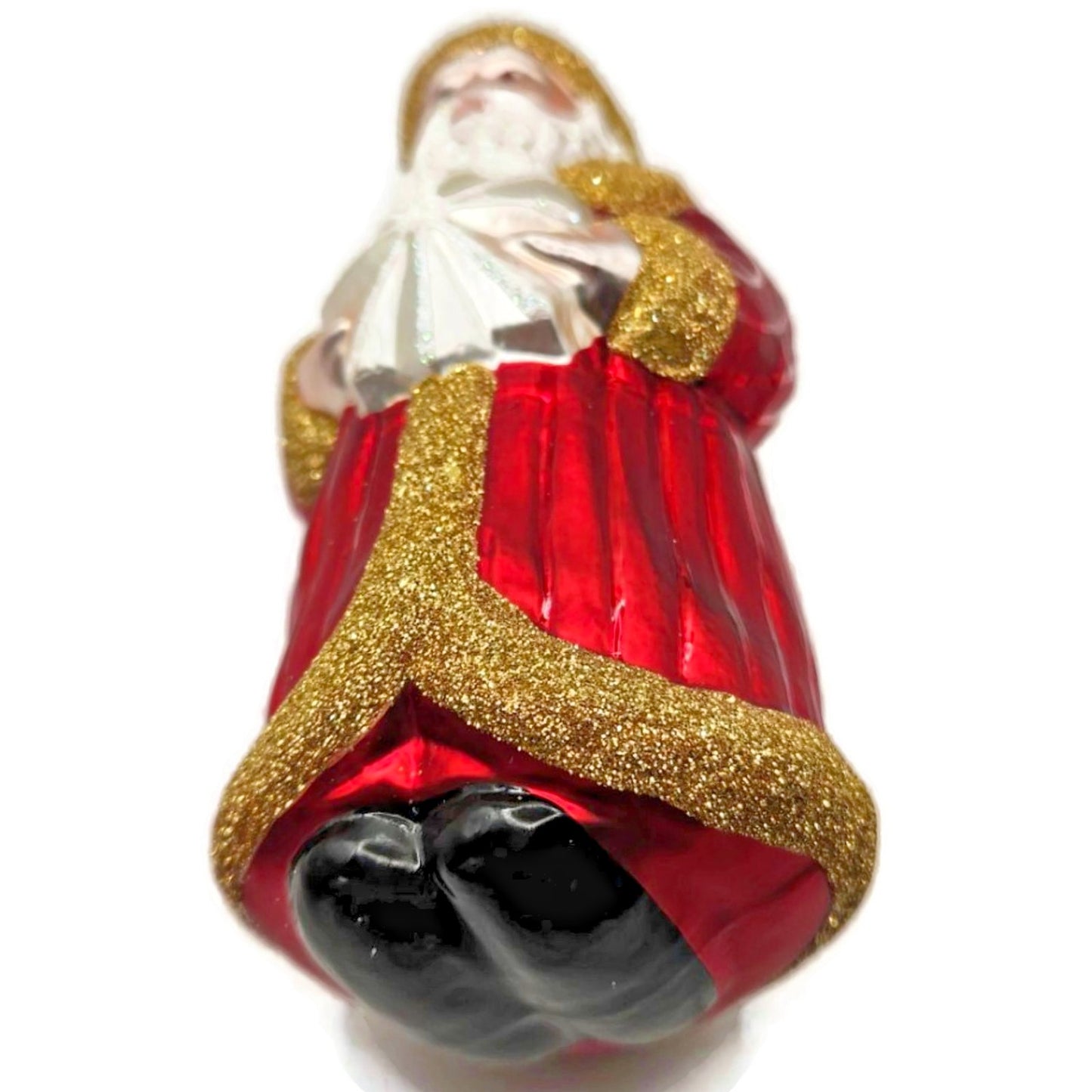 Patricia Breen Snowflake Santa Claus Red Gold Glittered Christmas Tree Ornament