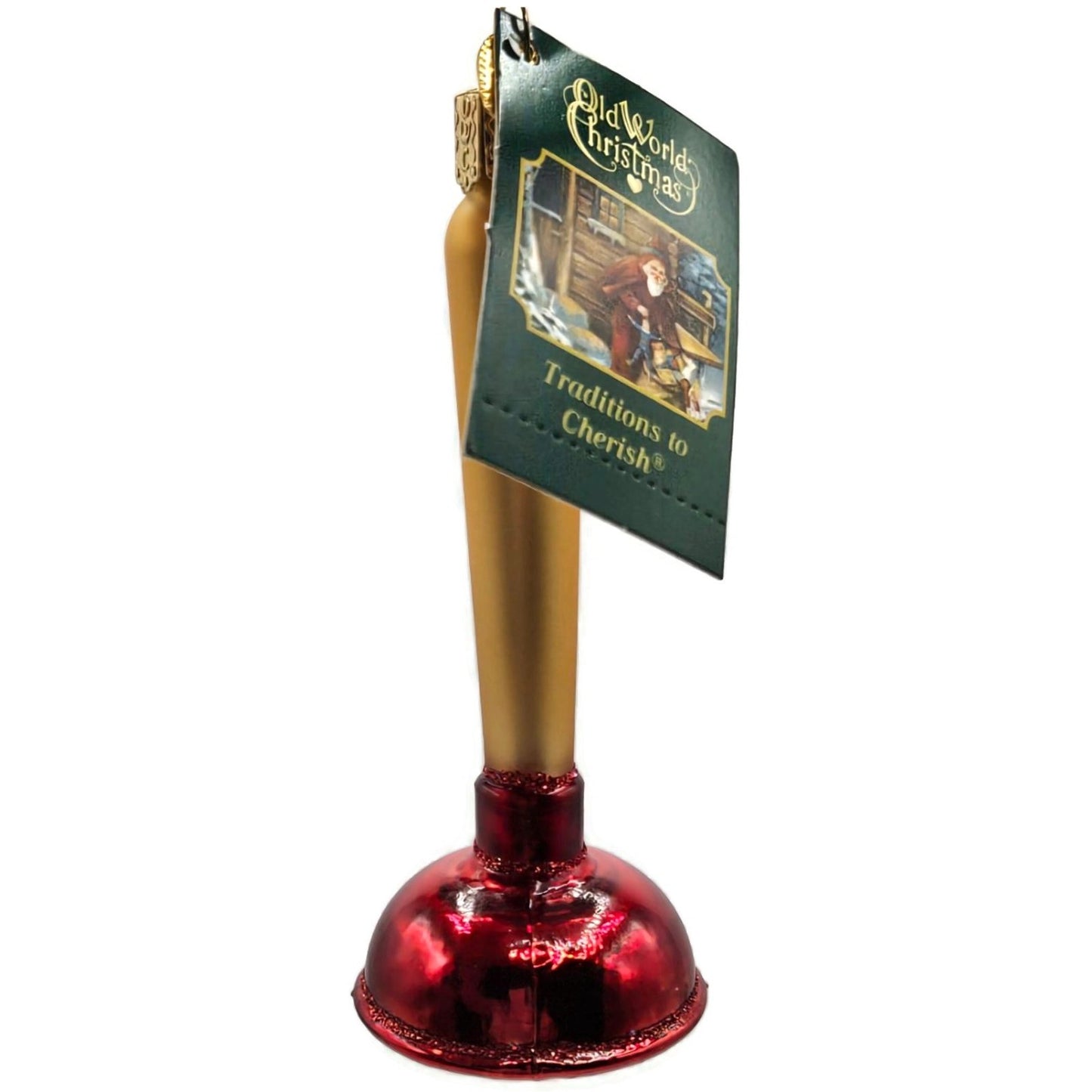 Toilet Plunger Plumbing Tool OWC Old World Christmas Holiday Tree Ornament Glass