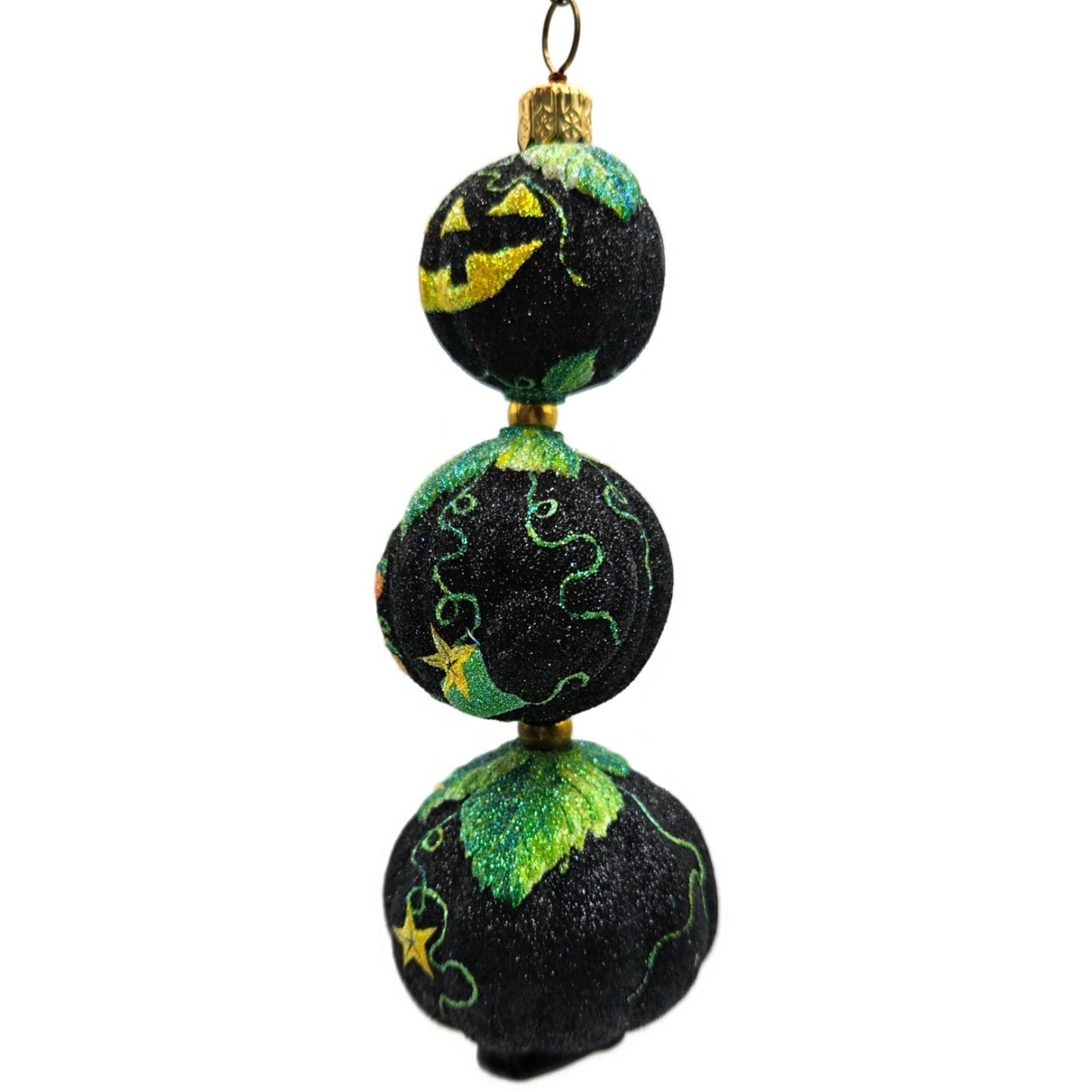 Patricia Breen Kinetic Pumpkinman Black Halloween Christmas Glittered Ornament