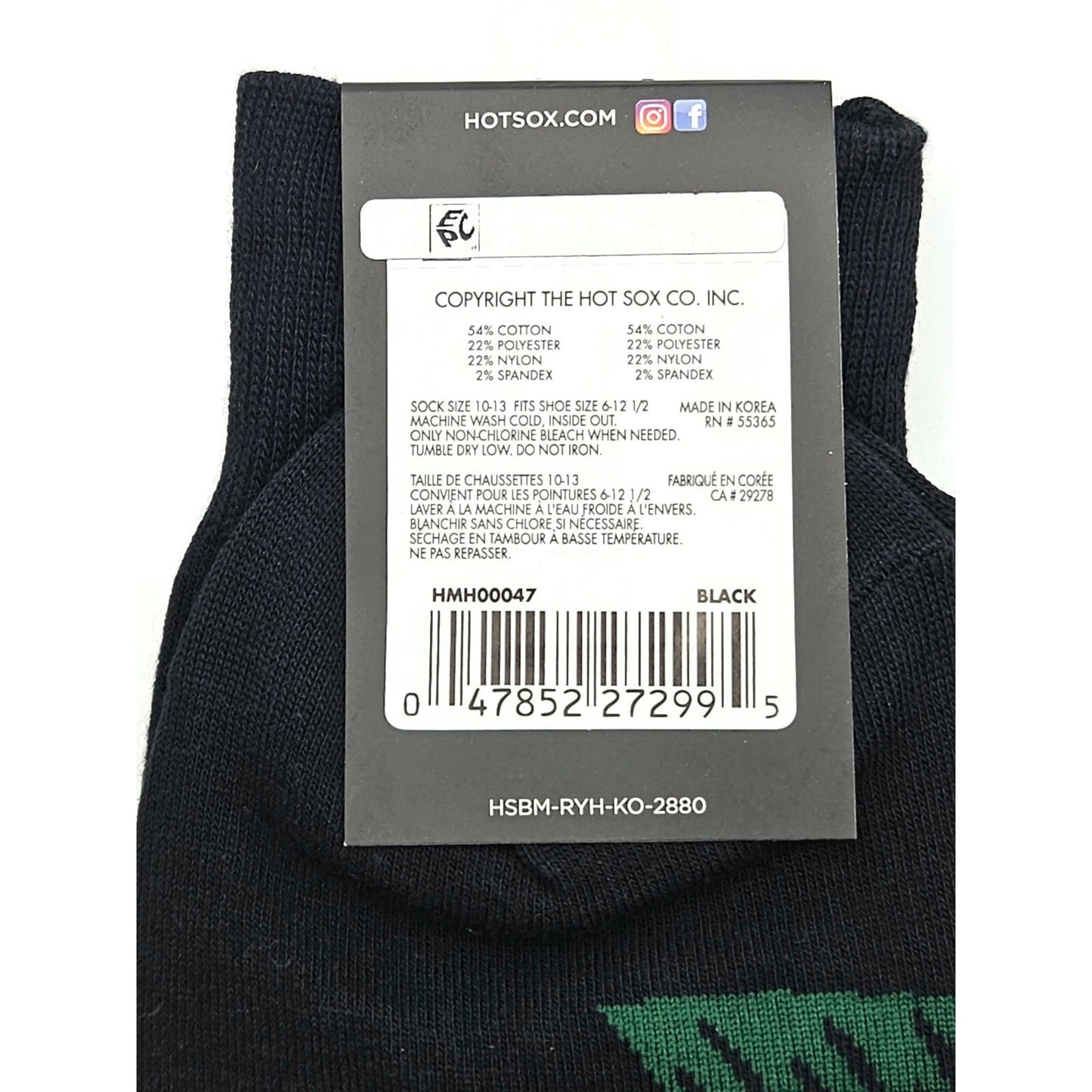 Hot Sox Christmas Socks Pine Trees Black Green Holiday Stocking Stuffers