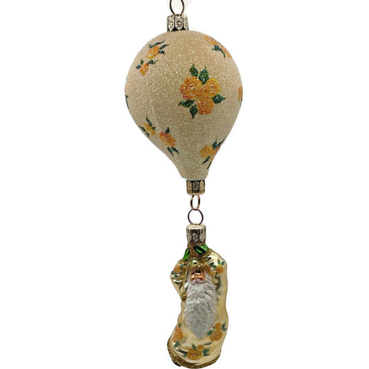Patricia Breen Into the Blue Santa Claus Yellow Roses Spring Christmas Ornament