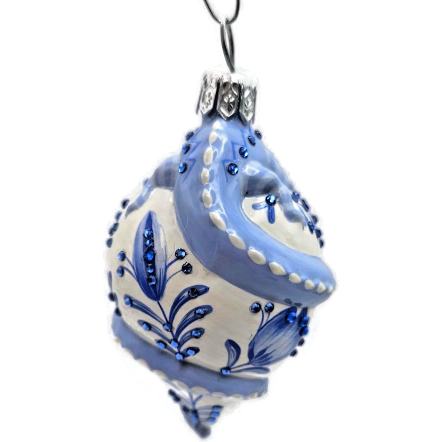 Patricia Breen Topping Chameleon Summer Blue Flower Spring Christmas Ornament