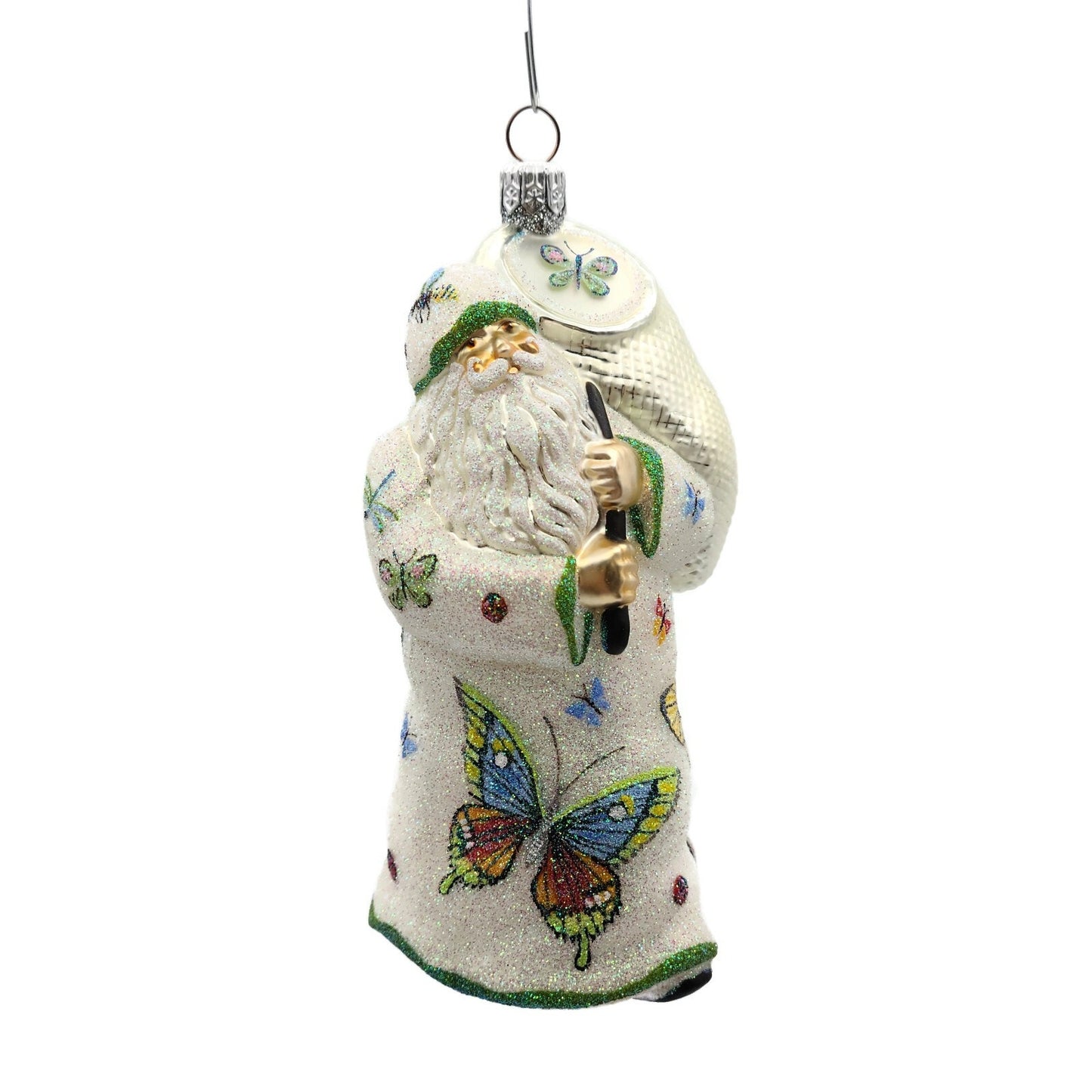 Patricia Breen Santa for Vera Butterflies Glittered Spring Christmas Ornament