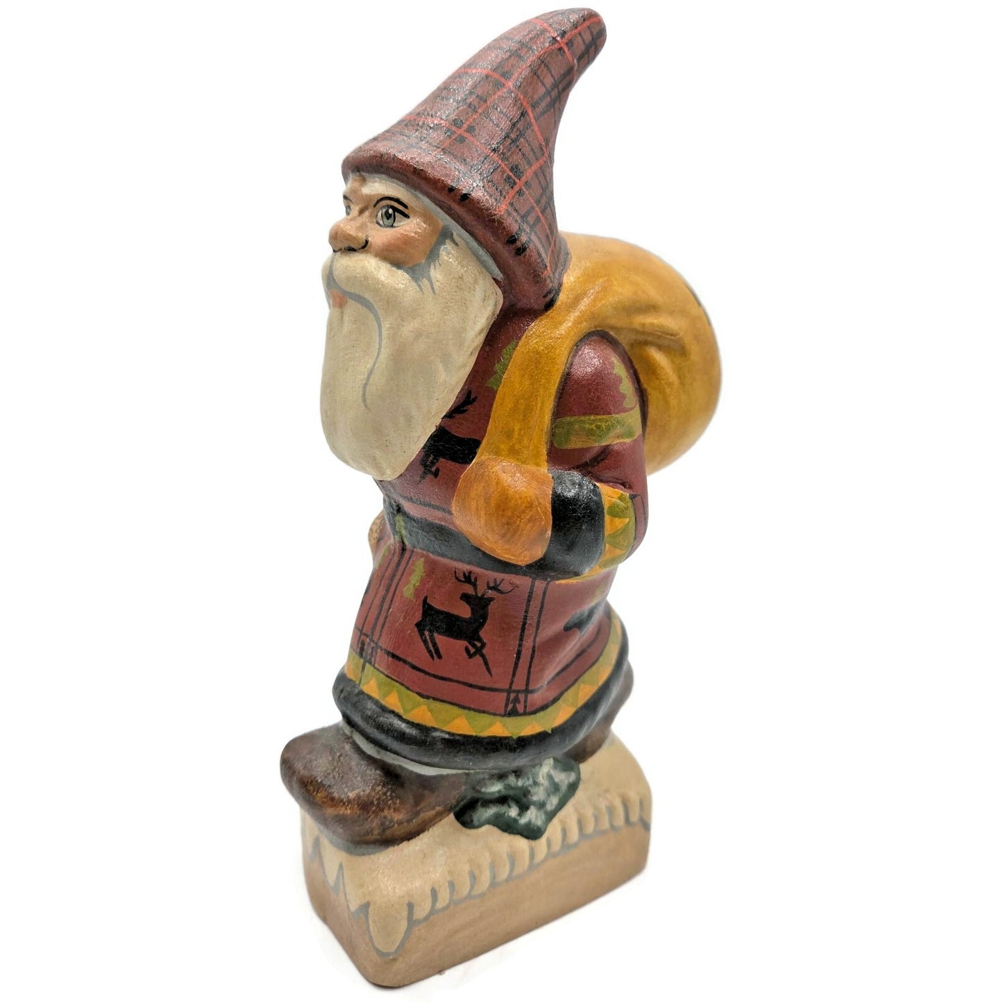 Vaillancourt Father Christmas with Wildlife Coat Chalkware Christmas Figurine