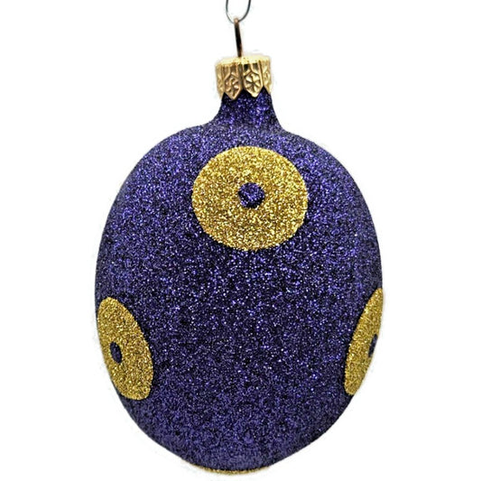 Patricia Breen Egg Purple Gold Polka Dot Glitter Easter Christmas Tree Ornament