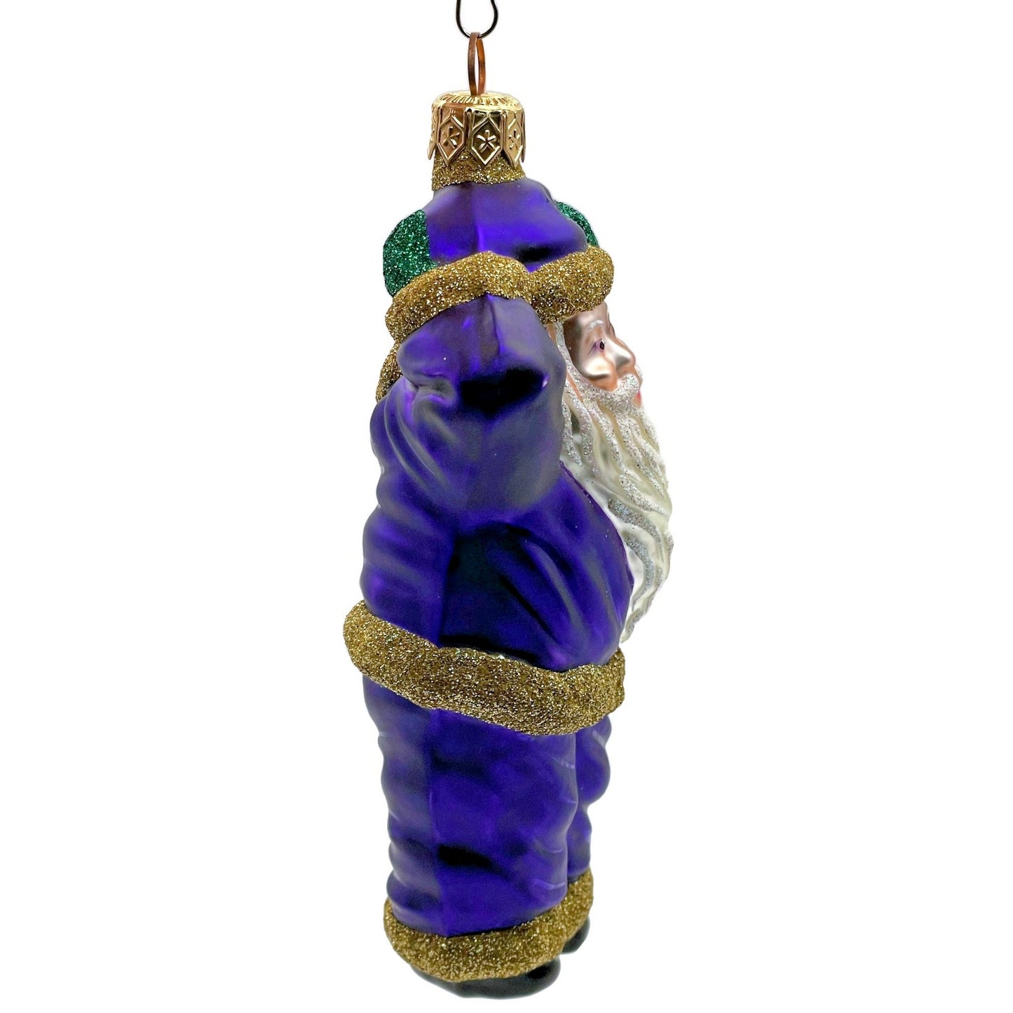 Patricia Breen Hold Onto Your Hat Purple Santa Claus Christmas Tree Ornament