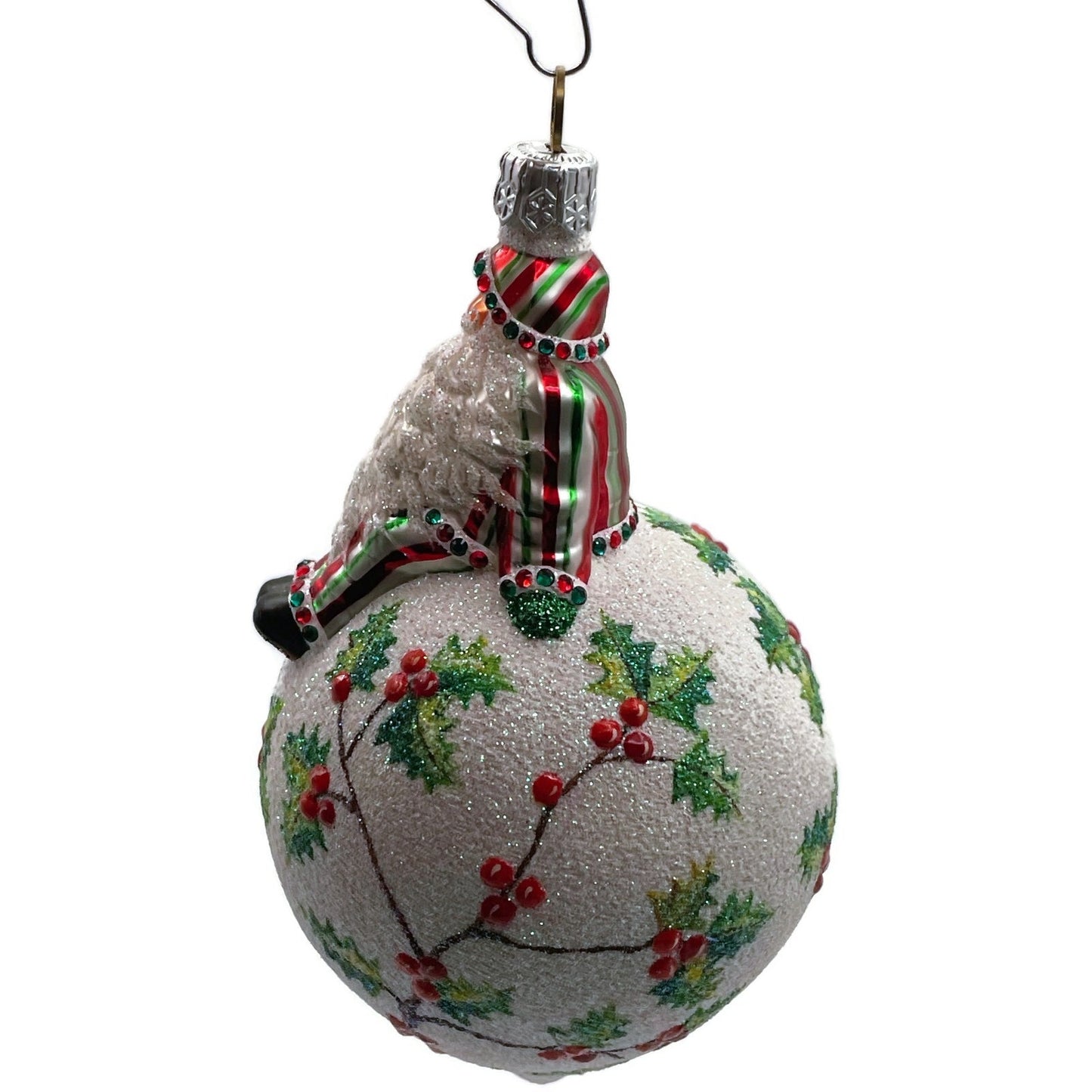 Patricia Breen Steadfast Santa Holly Red Striped Christmas Holiday Tree Ornament