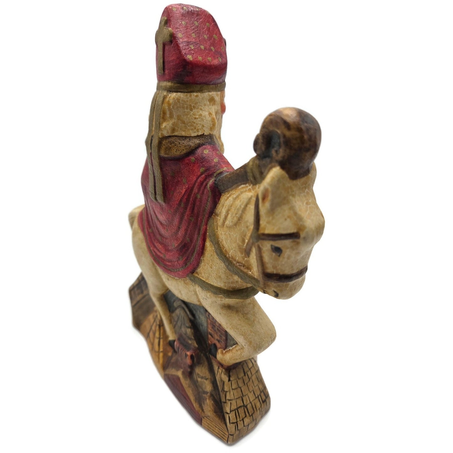 Vaillancourt Small Dutch Saint Nicholas on Roof Chalkware Folk Art XMas Figurine