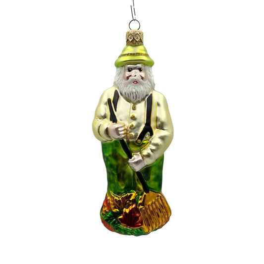 Patricia Breen Autumn Santa Claus Matte Fall Leaves Christmas Tree Ornament