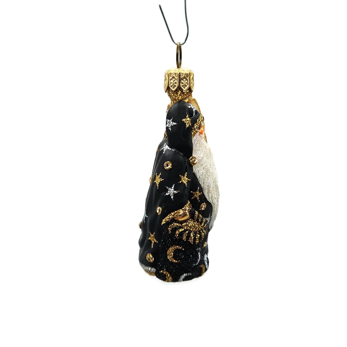 Patricia Breen Santa de la Lune Black Moons Stars Christmas Holiday Ornament