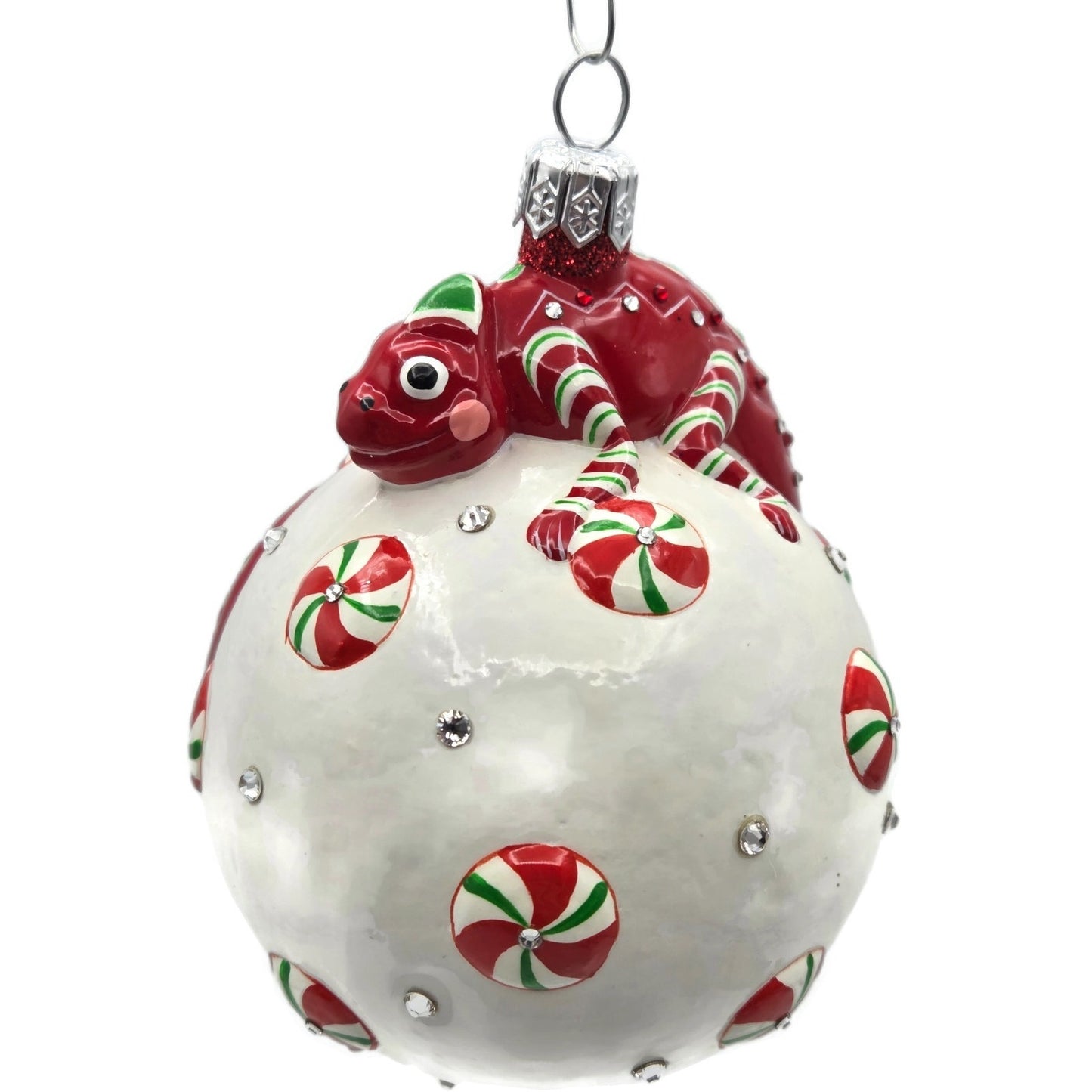 Patricia Breen Happy Holidays Hamish Peppermint Chameleon Christmas Ornament