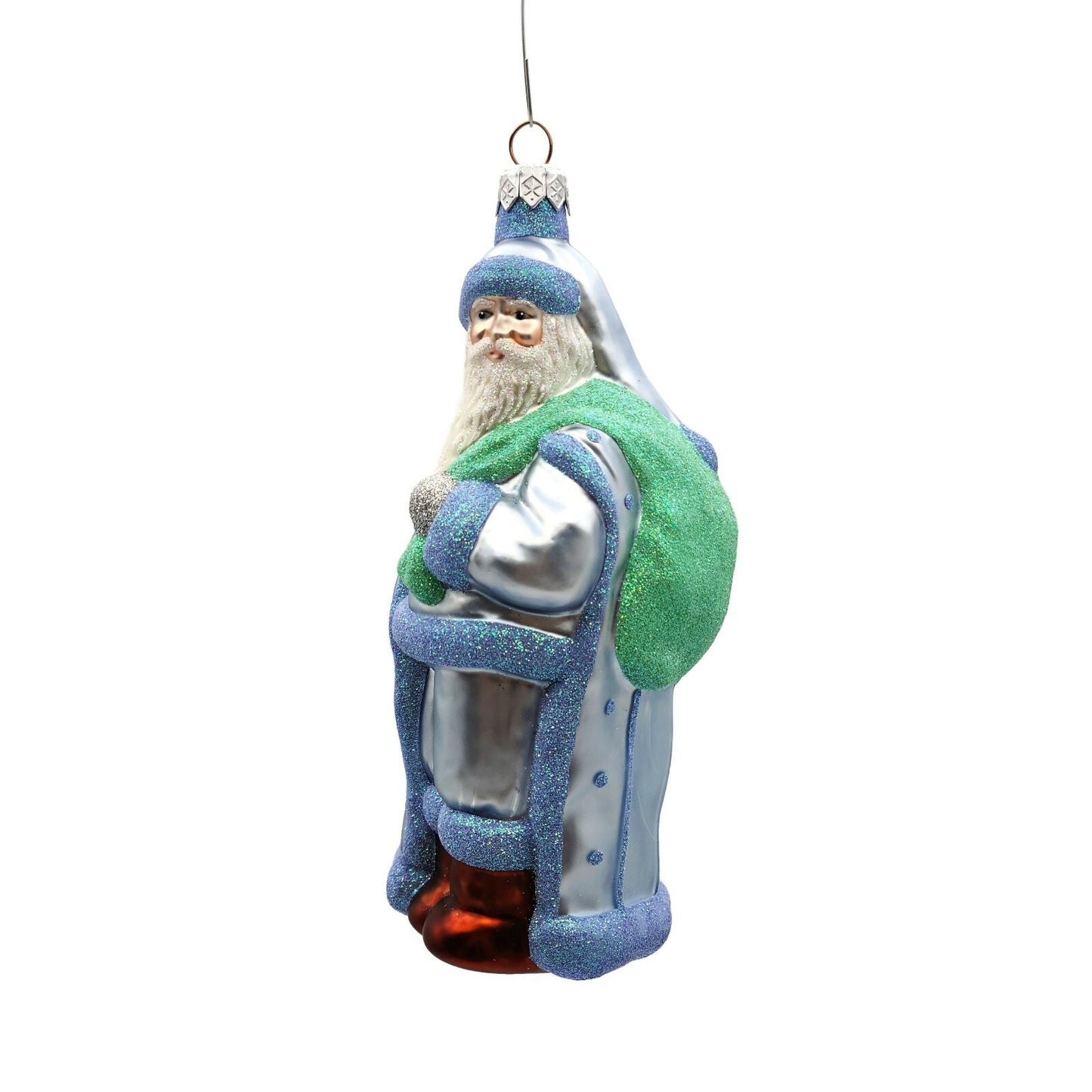 Patricia Breen Jordan Santa Claus Blue Green Christmas Holiday Tree Ornament