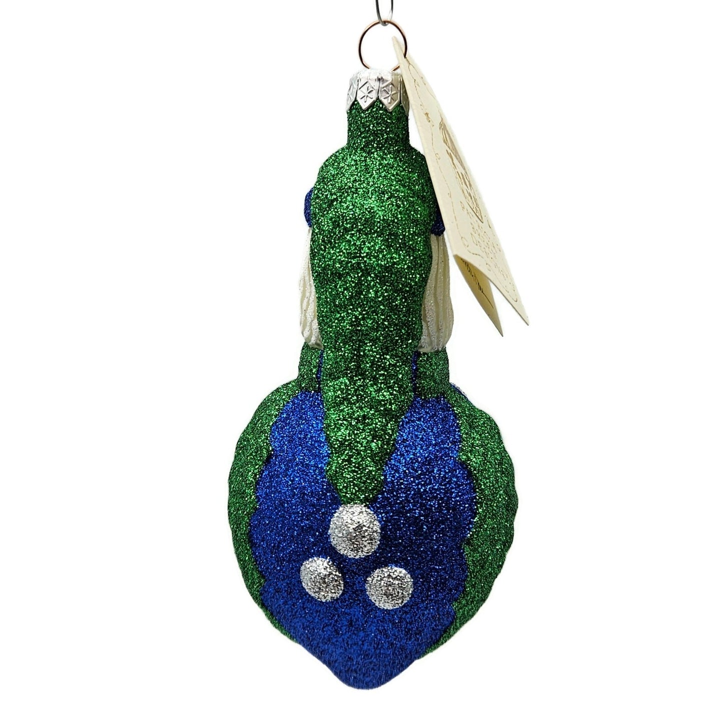 Patricia Breen Hollyberry Santa Claus Blue Green Christmas Holiday Tree Ornament