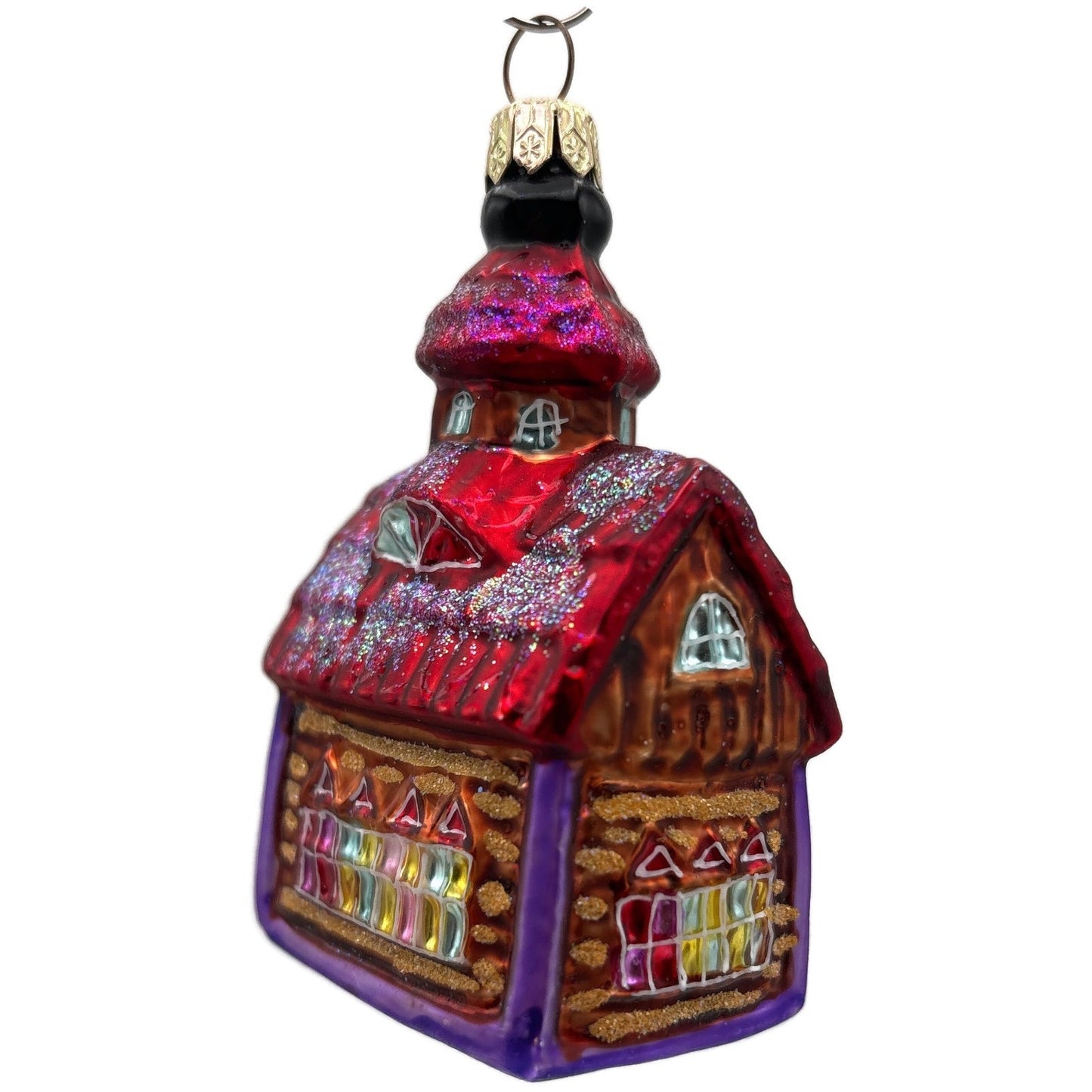 Christopher Radko Gingerbread Chapel Glass Christmas Tree Ornament 98-167-0