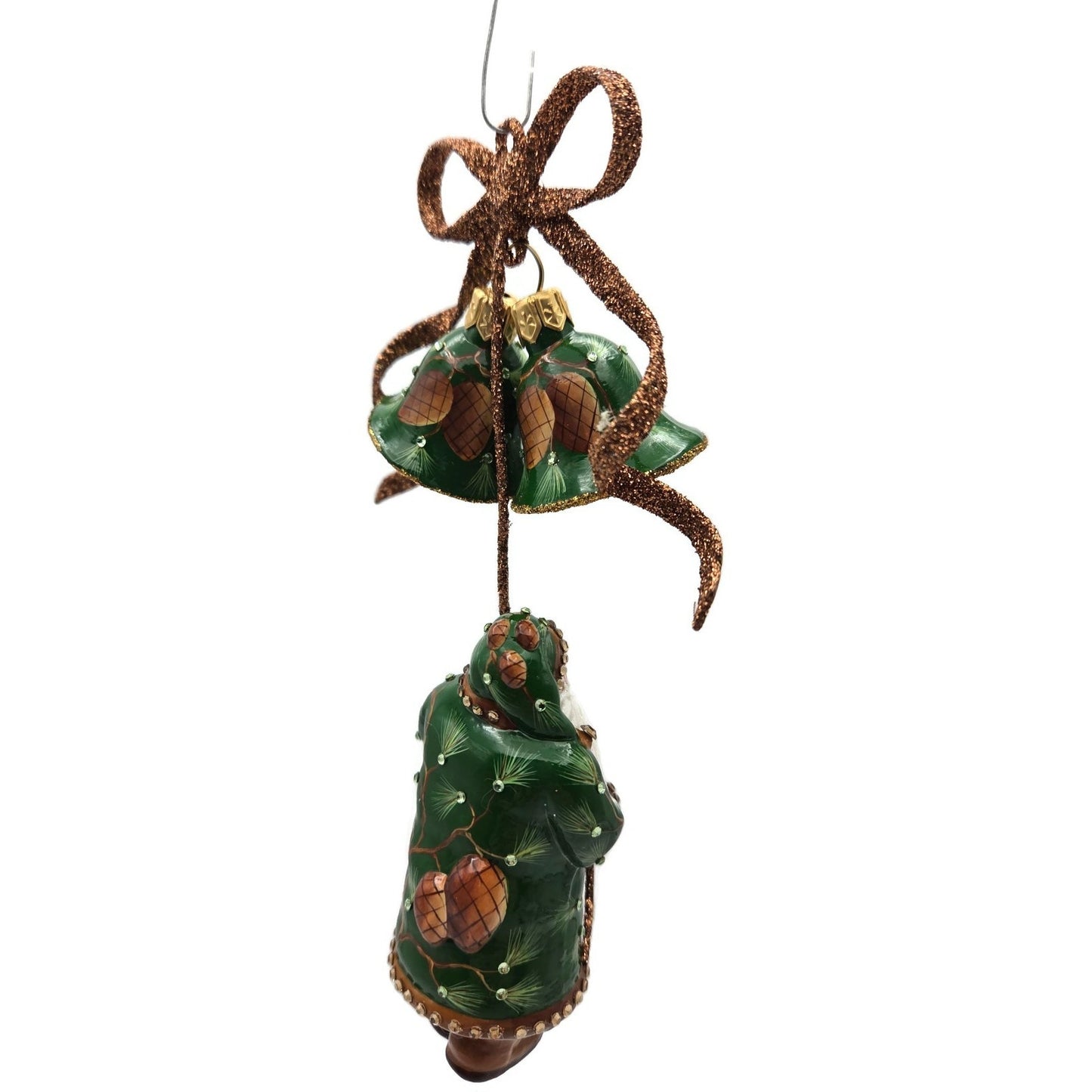 Patricia Breen Bellissimo Santa Claus Pine Cones Green Christmas Tree Ornament