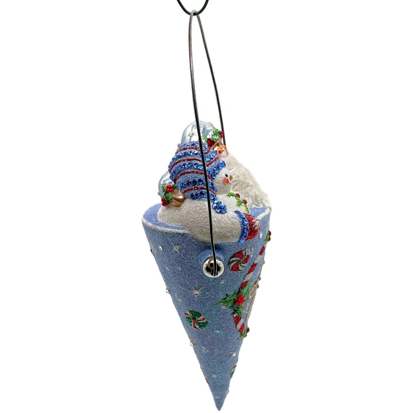 Patricia Breen Victorian Candy Cone Gingerbread Men Blue Christmas Tree Ornament