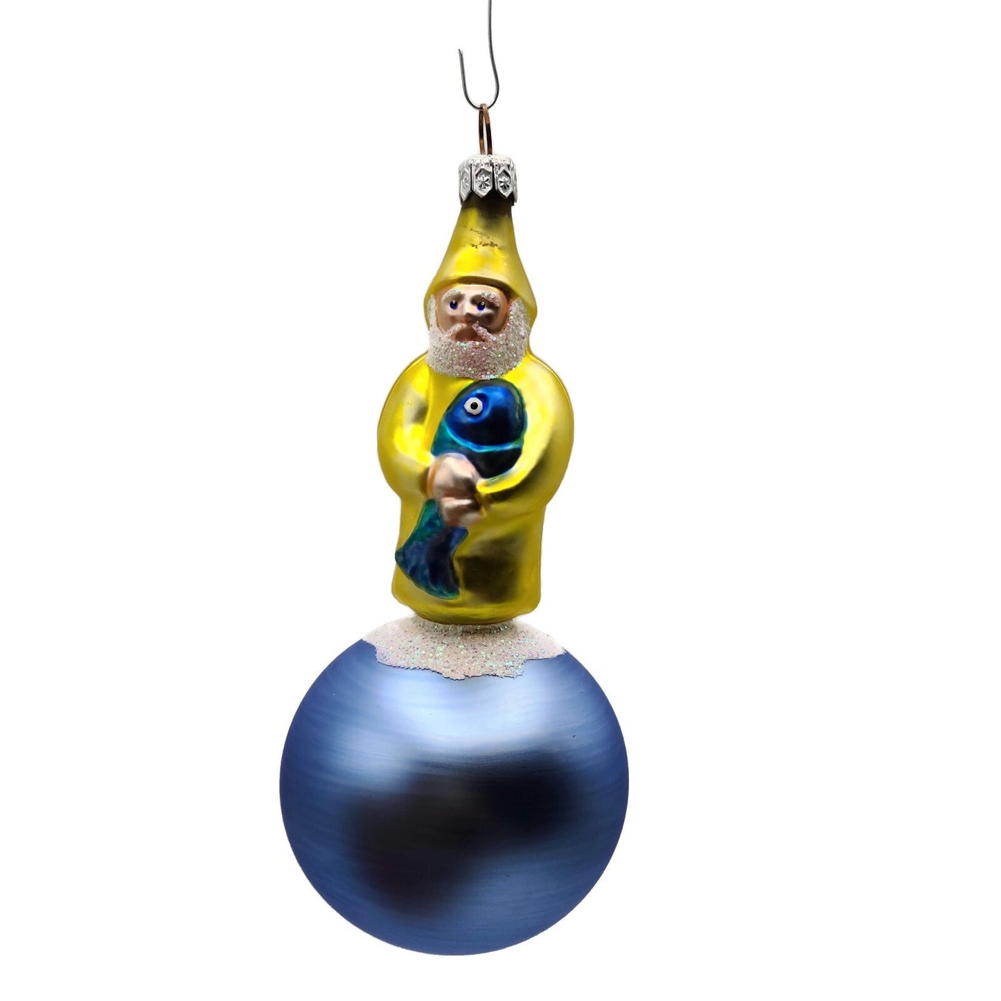 Patricia Breen Marinista Santa Matte Ball Fishing Nautical Christmas Ornament