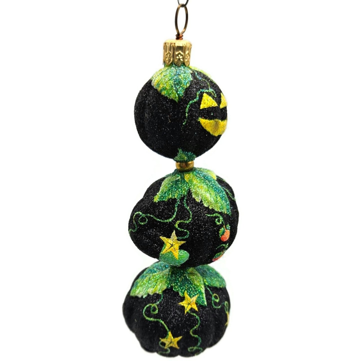 Patricia Breen Kinetic Pumpkinman Black Halloween Christmas Glittered Ornament