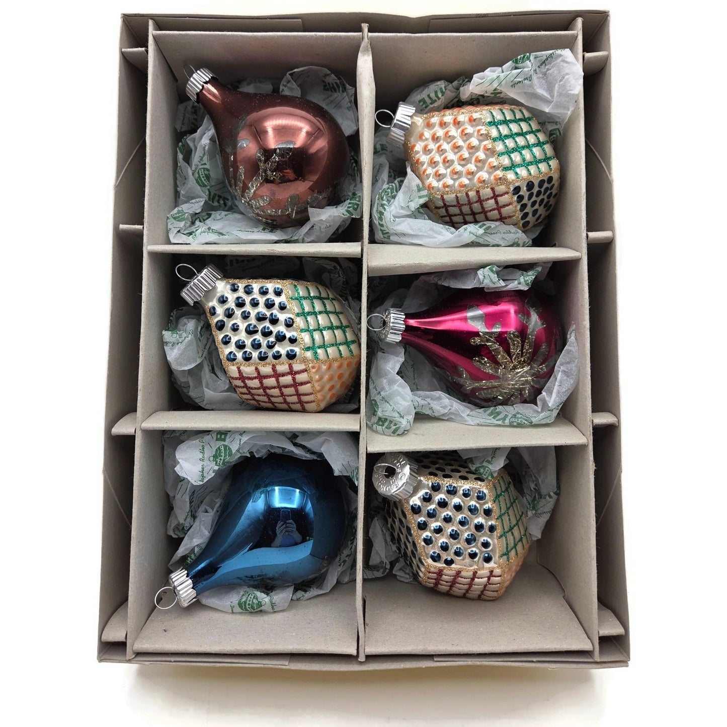 Christopher Radko Shiny Brite Prototype Set Glass Christmas Ornaments Boxed 2012