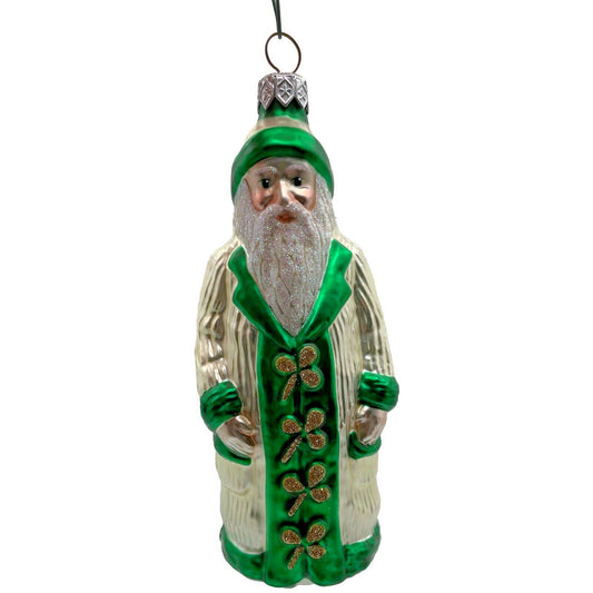 Patricia Breen Clover Santa Claus St Patricks Gold Green Christmas Tree Ornament