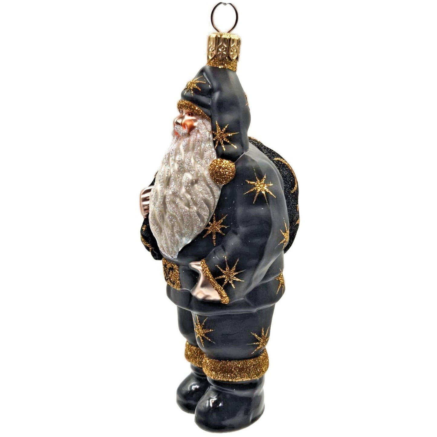Patricia Breen Nordstrom Santa Claus Black Moons Stars Christmas Ornament