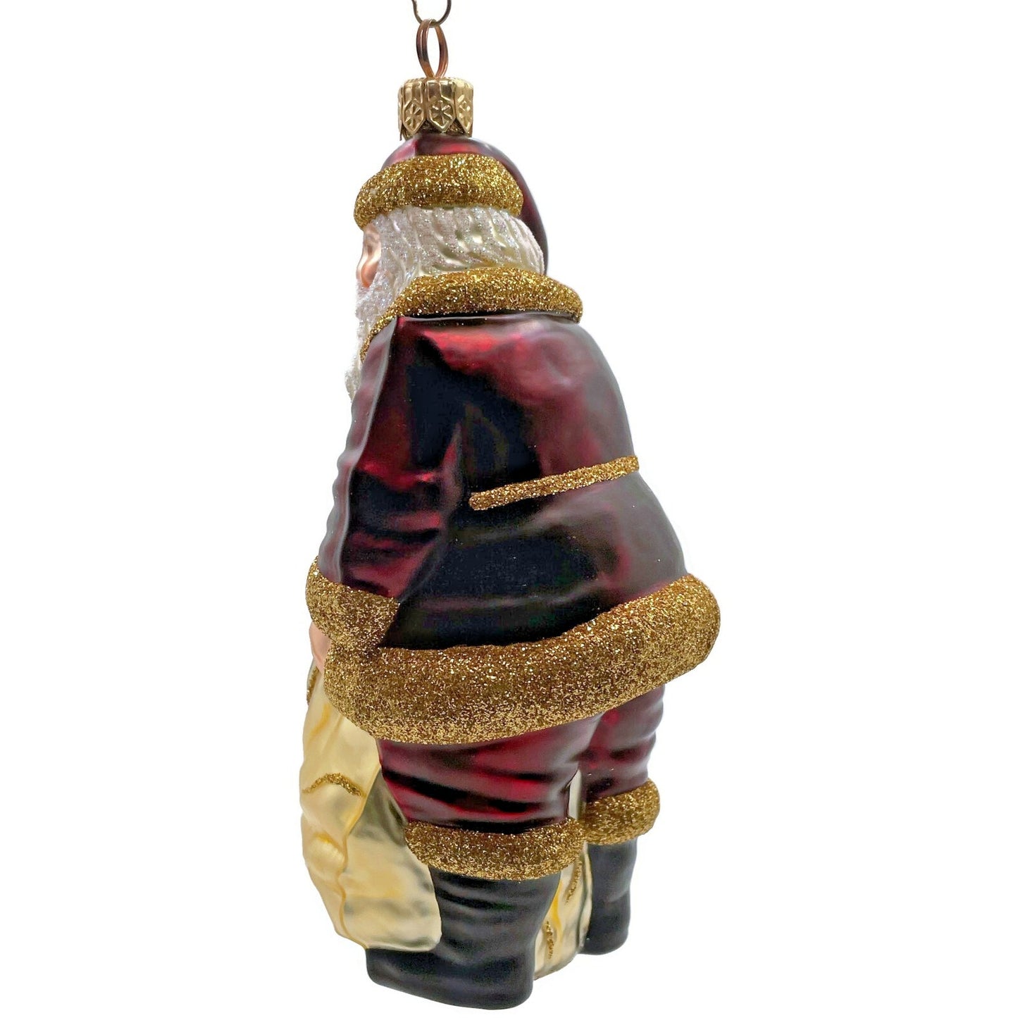 Patricia Breen Santa Claus Bordeaux Gold Holly Presents Christmas Tree Ornament