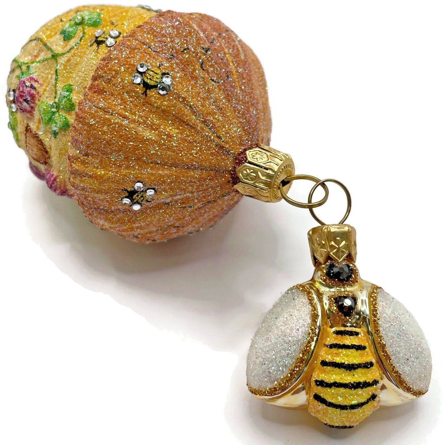 Patricia Breen Clover Beeskep And Bee Glittered Wings Spring Christmas Ornament
