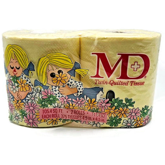 Vintage MD Toilet Paper Yellow Twin Quilted Bathroom Tissue 2 Rolls 2 Ply NEW