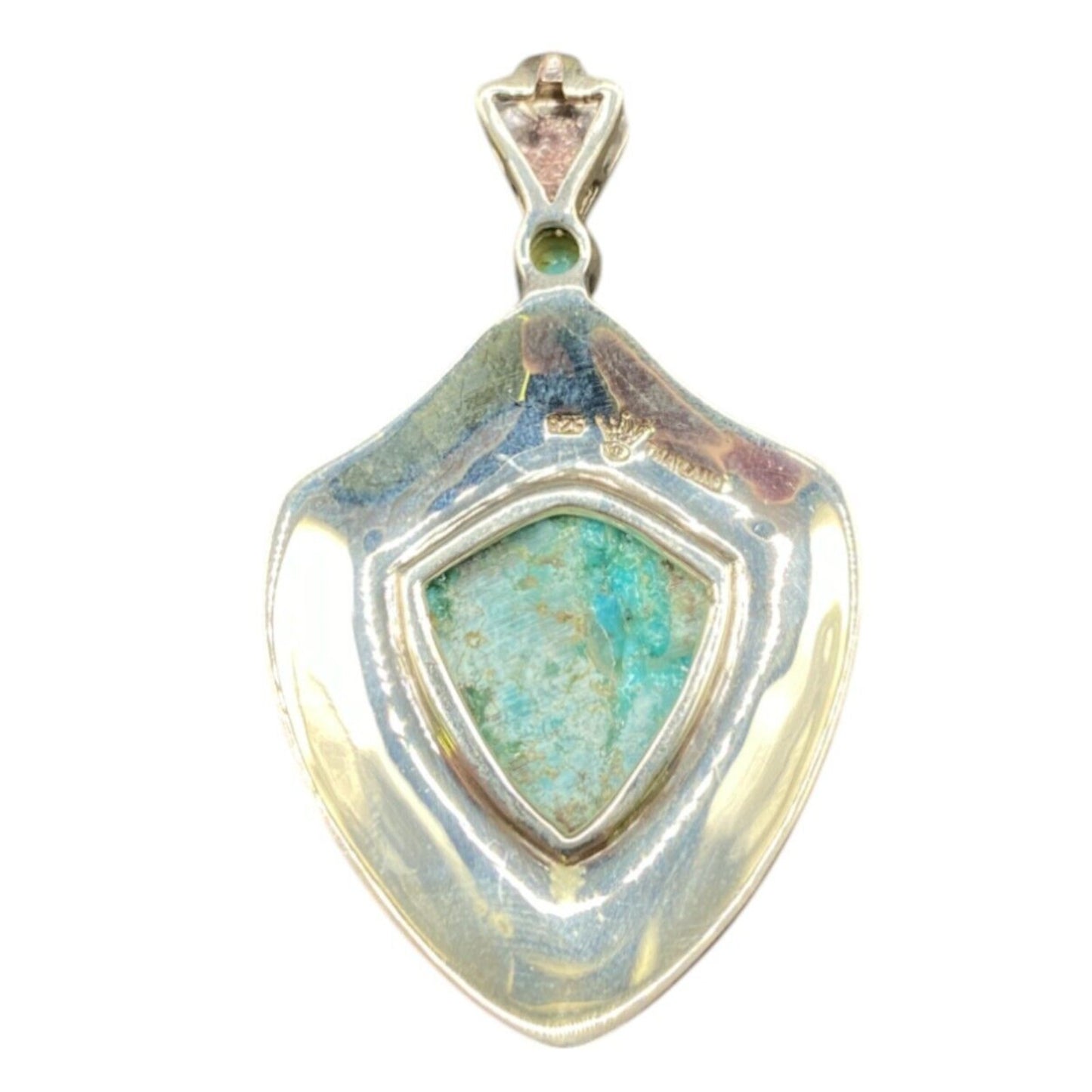 Turquoise Pendant Marcasite Ornament Sterling Silver Thailand Stamped