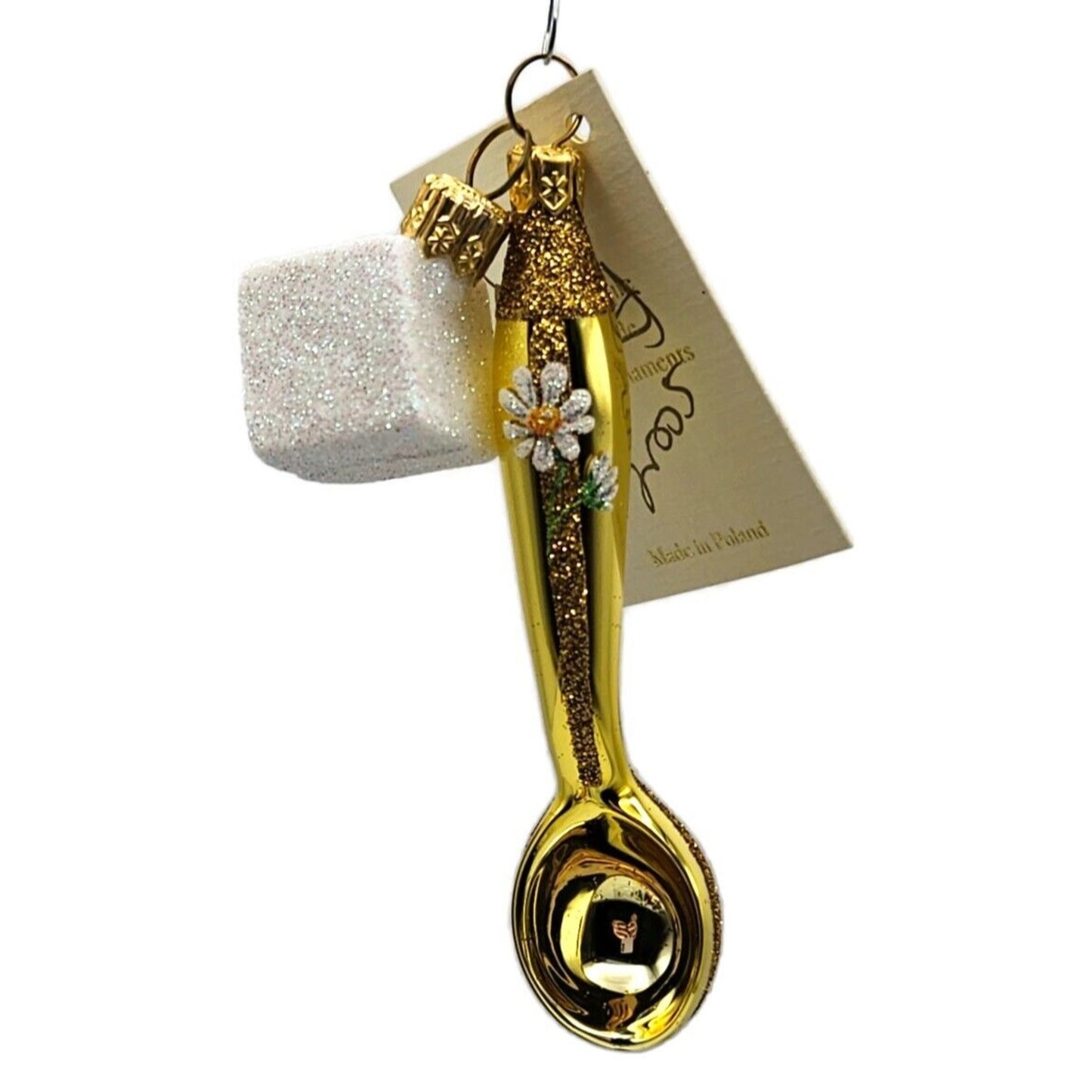 Patricia Breen One Lump or Two Gold Sugar Spoon Christmas Holiday Ornament OOAK