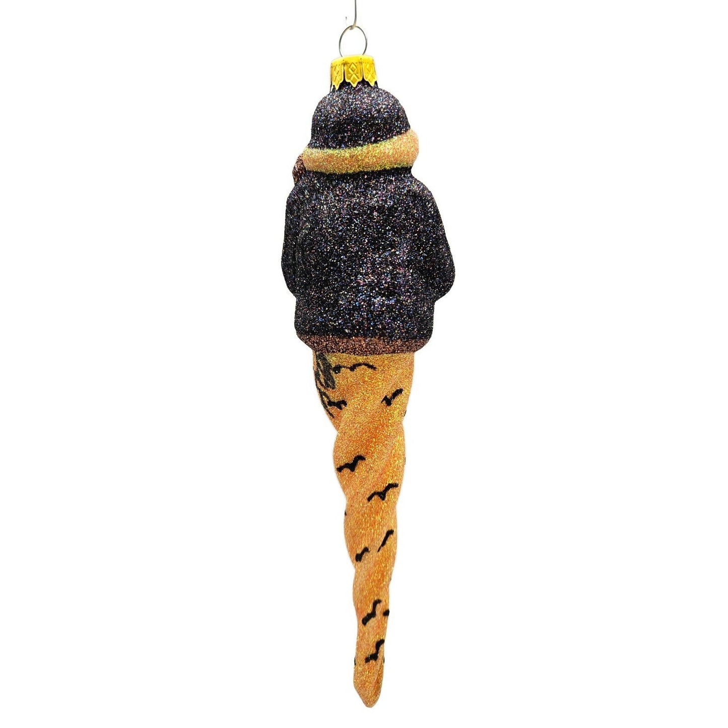Larry Fraga Halloween Santa Claus Bat Glittered Glass Christmas Tree Ornament