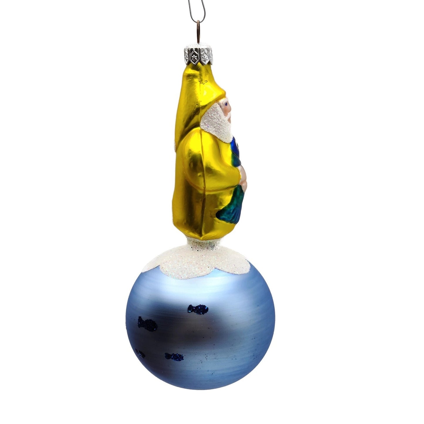 Patricia Breen Marinista Santa Matte Ball Glittered Fish Nautical Tree Ornament