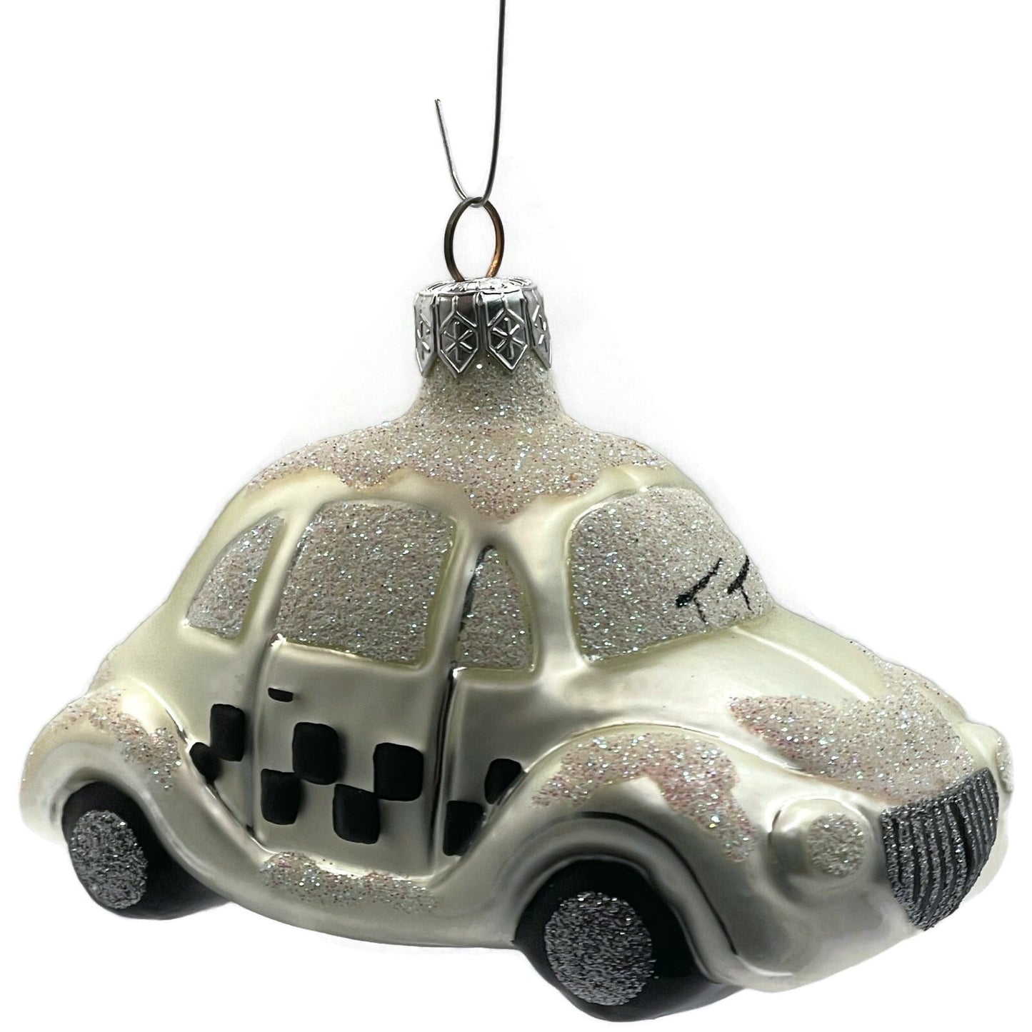 Patricia Breen Little Yellow Taxi Pearl Car Extra Glitter Christmas Ornament