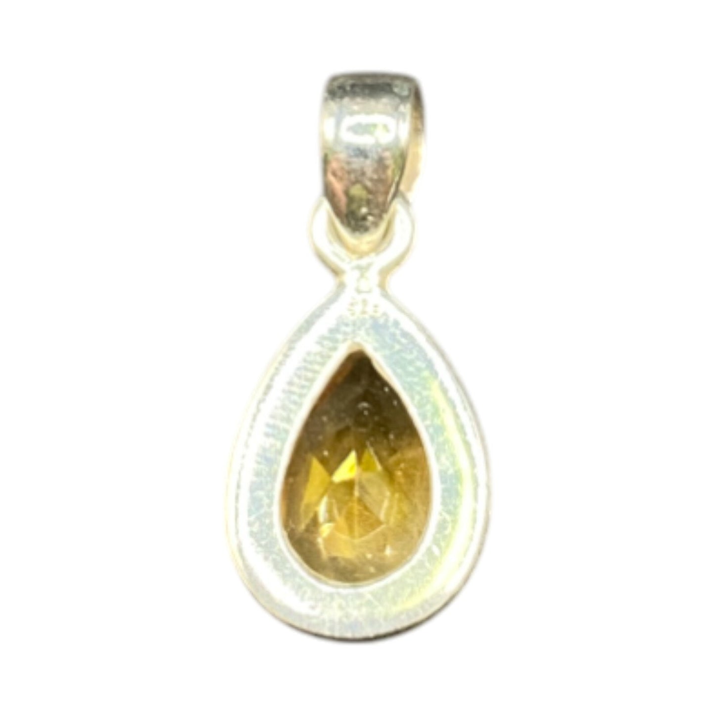 Natural Sunny Citrine Pear Shaped Pendant Yellow Gemstone 925 Sterling Silver