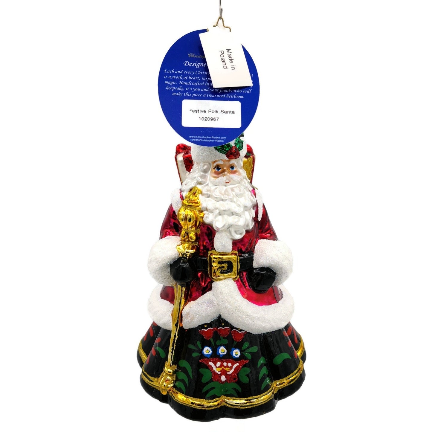 Christopher Radko Festive Folk Santa Claus Christmas Holiday Ornament 1020967