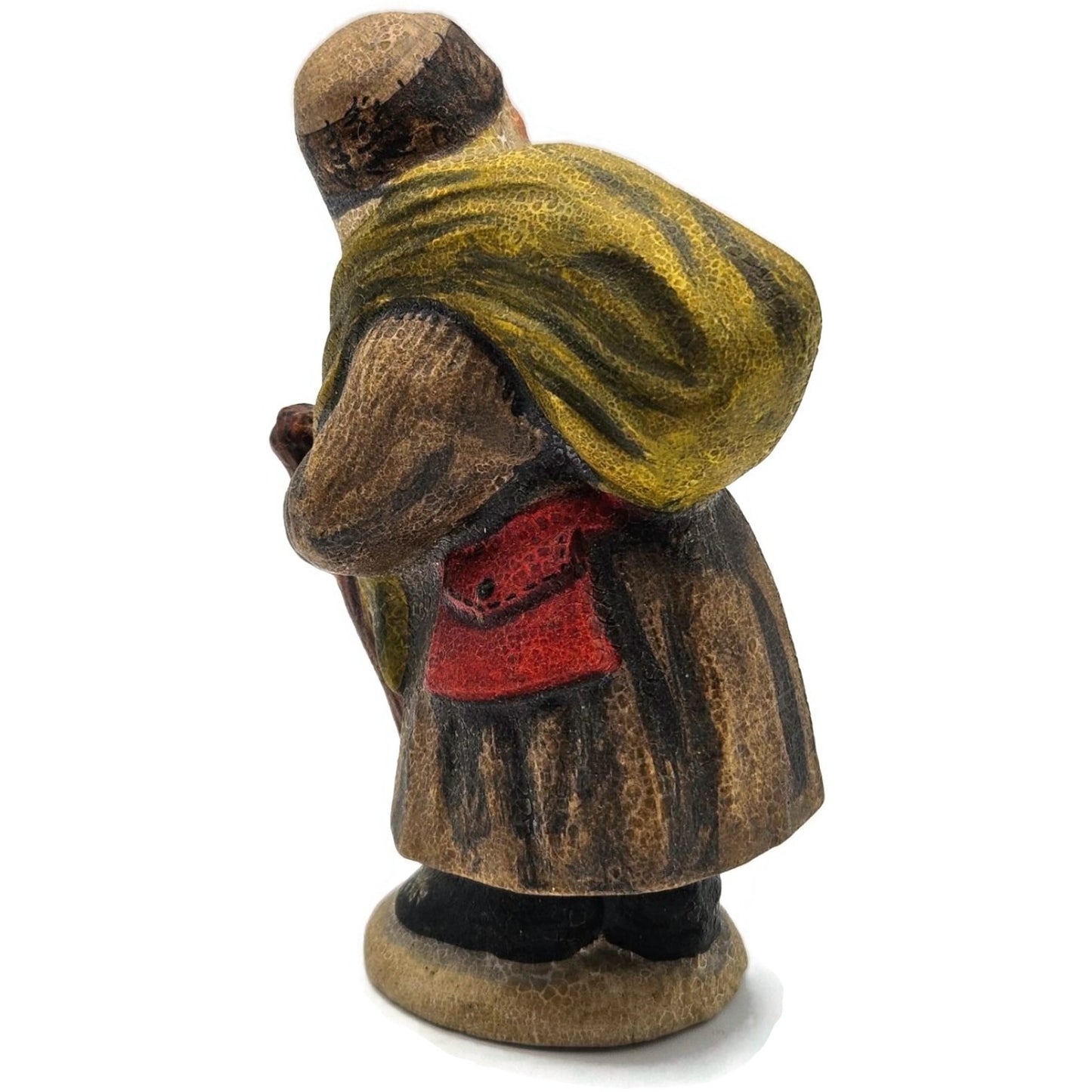 Vaillancourt Belsnickel in Brown Coat with Switches Stick Christmas Chalkware