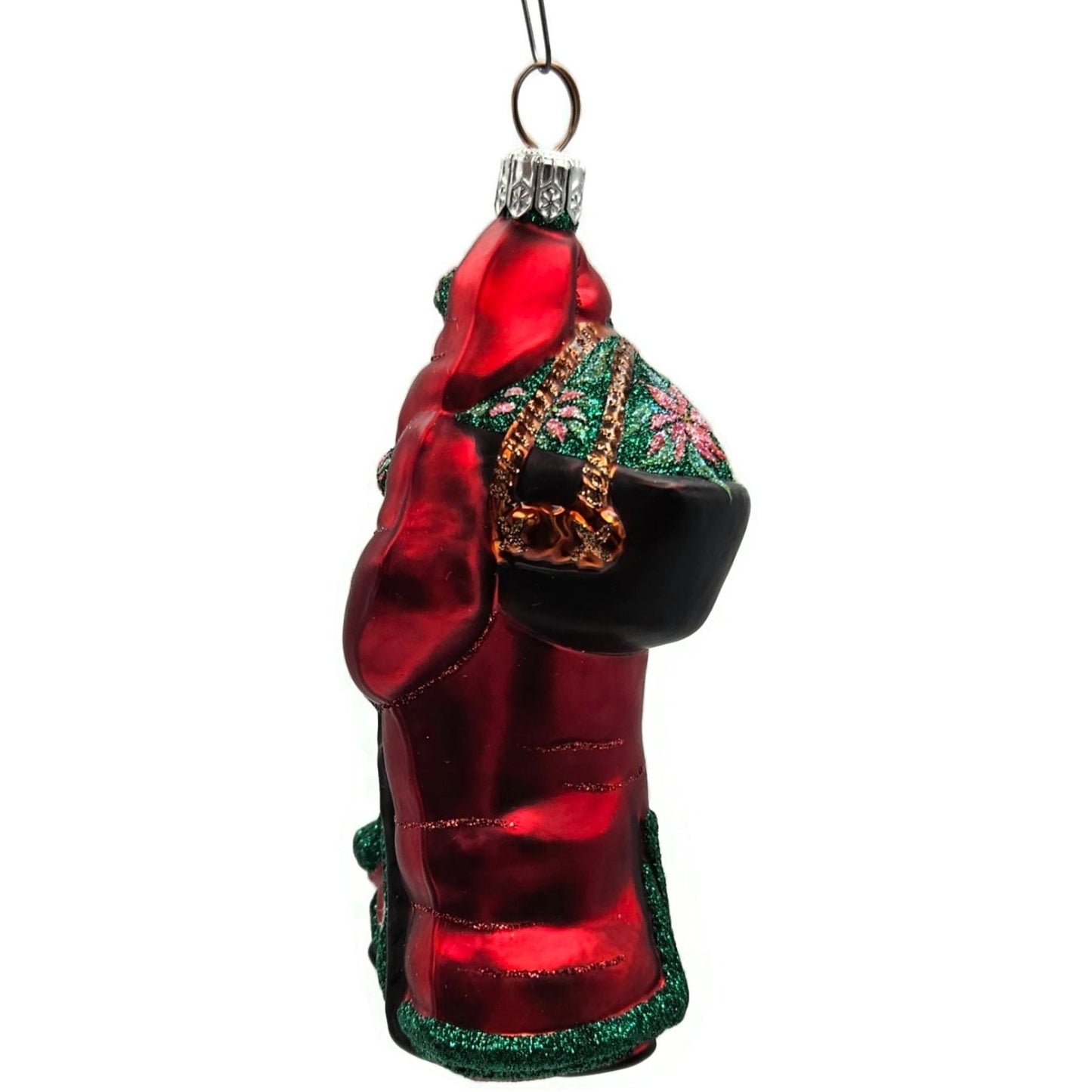 Patricia Breen Wayfaring Santa Claus Poinsettia Matte Christmas Tree Ornament