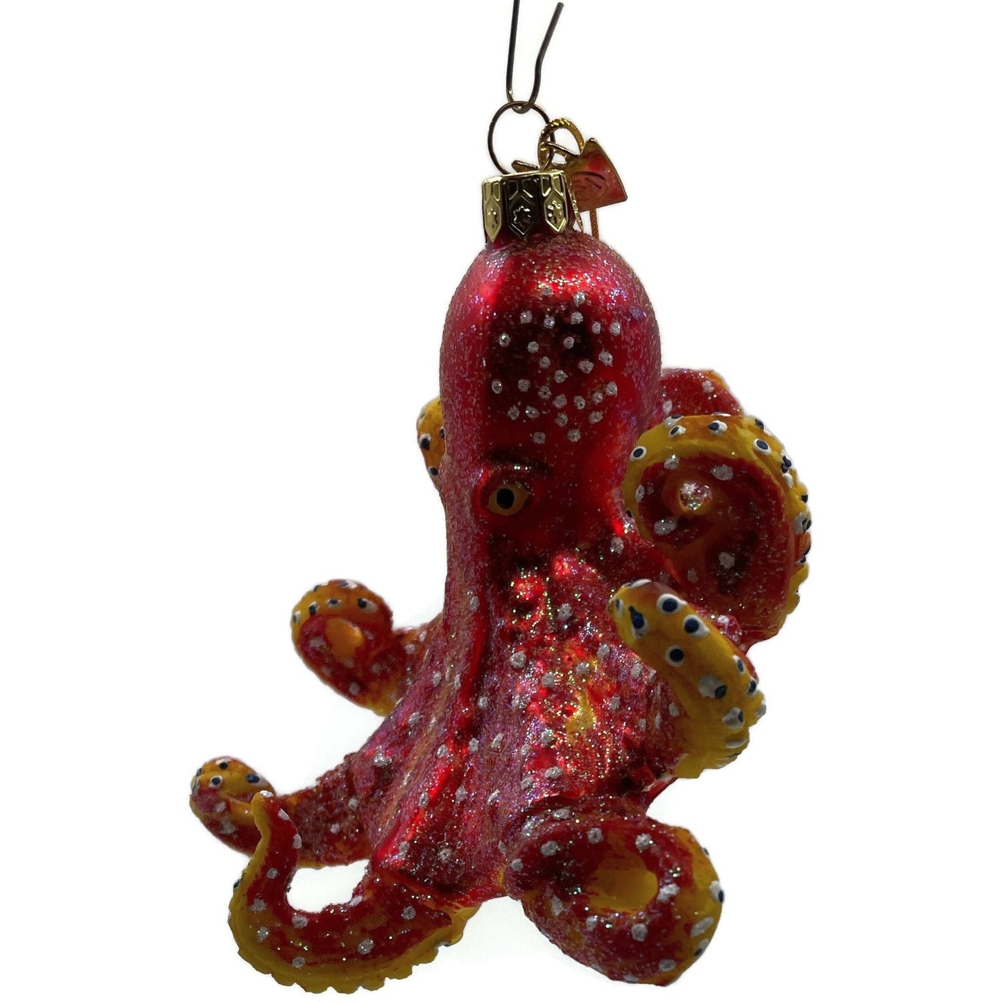 Octopus Nautical Ornament Red Glass Christmas Tree Kurt Adler Noble Gems