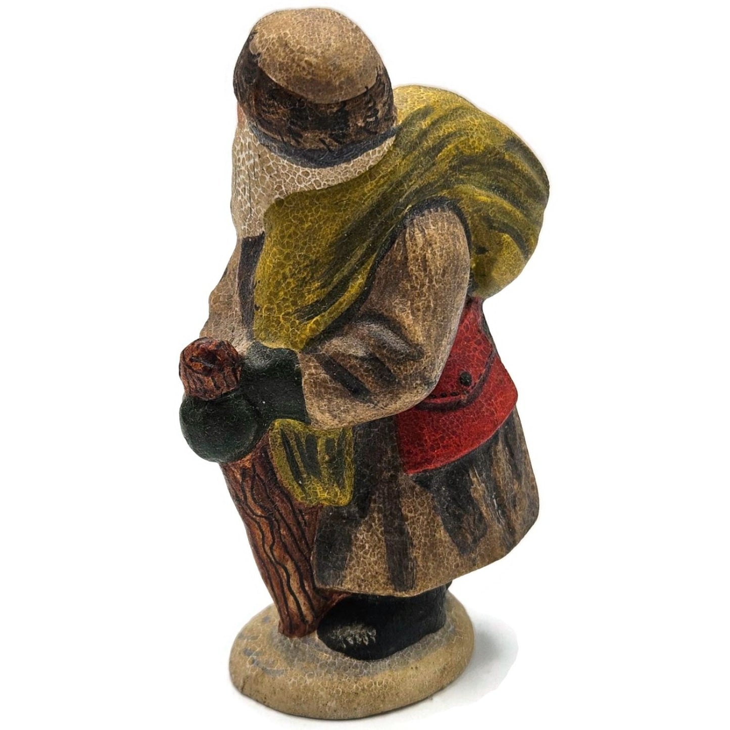 Vaillancourt Belsnickel in Brown Coat with Switches Stick Christmas Chalkware
