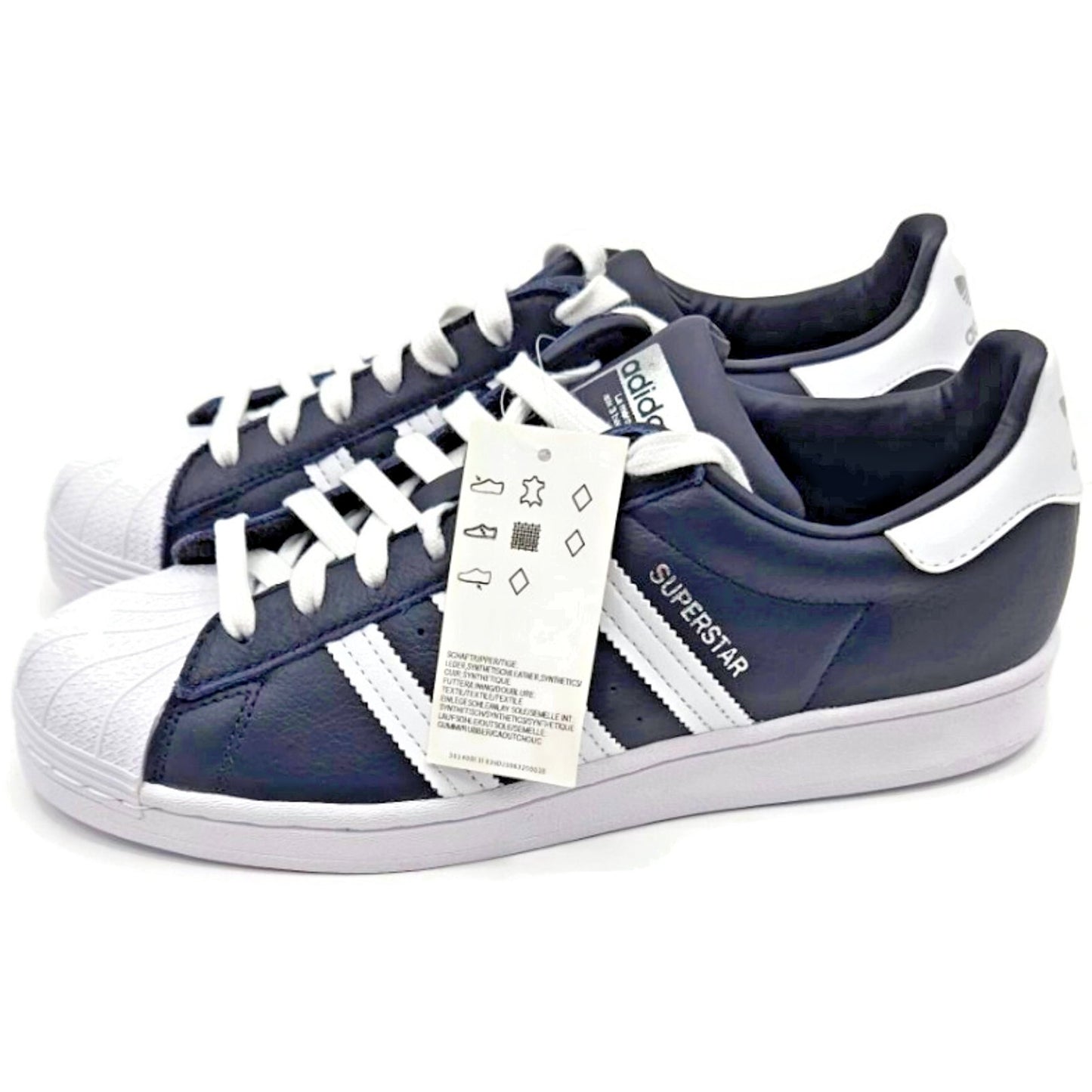 Adidas Superstar Navy Blue Stripe Leather Shoes Unisex Size 8 Shell Toe FY5864