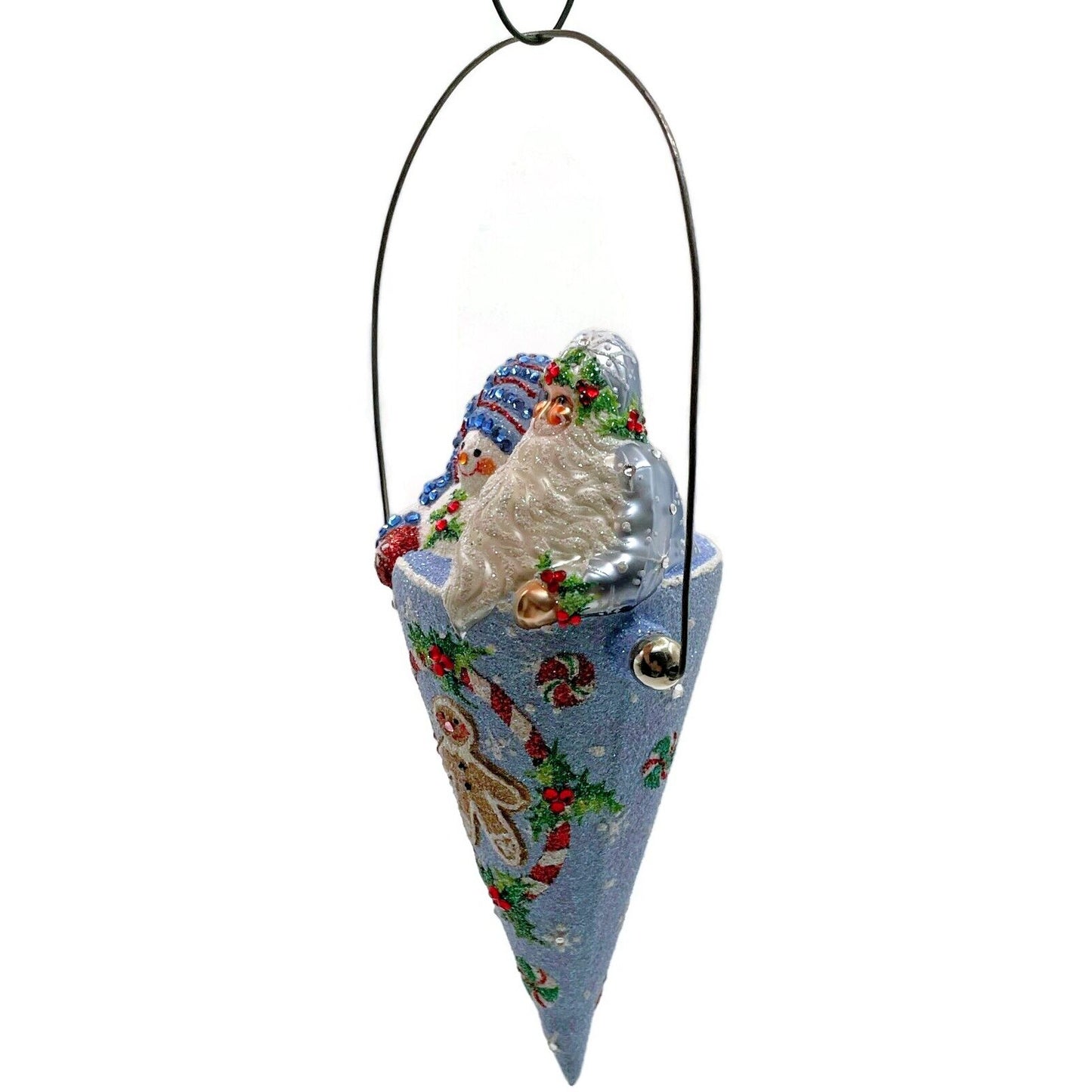 Patricia Breen Victorian Candy Cone Gingerbread Men Blue Christmas Tree Ornament