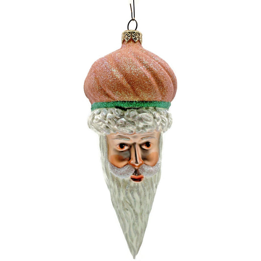 Patricia Breen Minsk Santa Claus Head Tangerine Glitter Christmas Tree Ornament