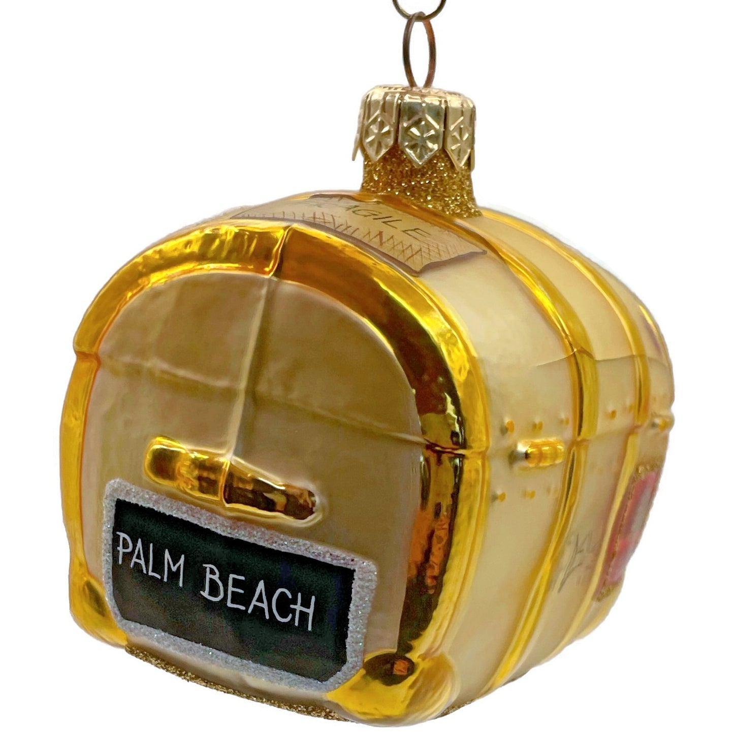 Patricia Breen Bon Voyage Gold Palm Beach Travel Trunk Christmas Tree Ornament