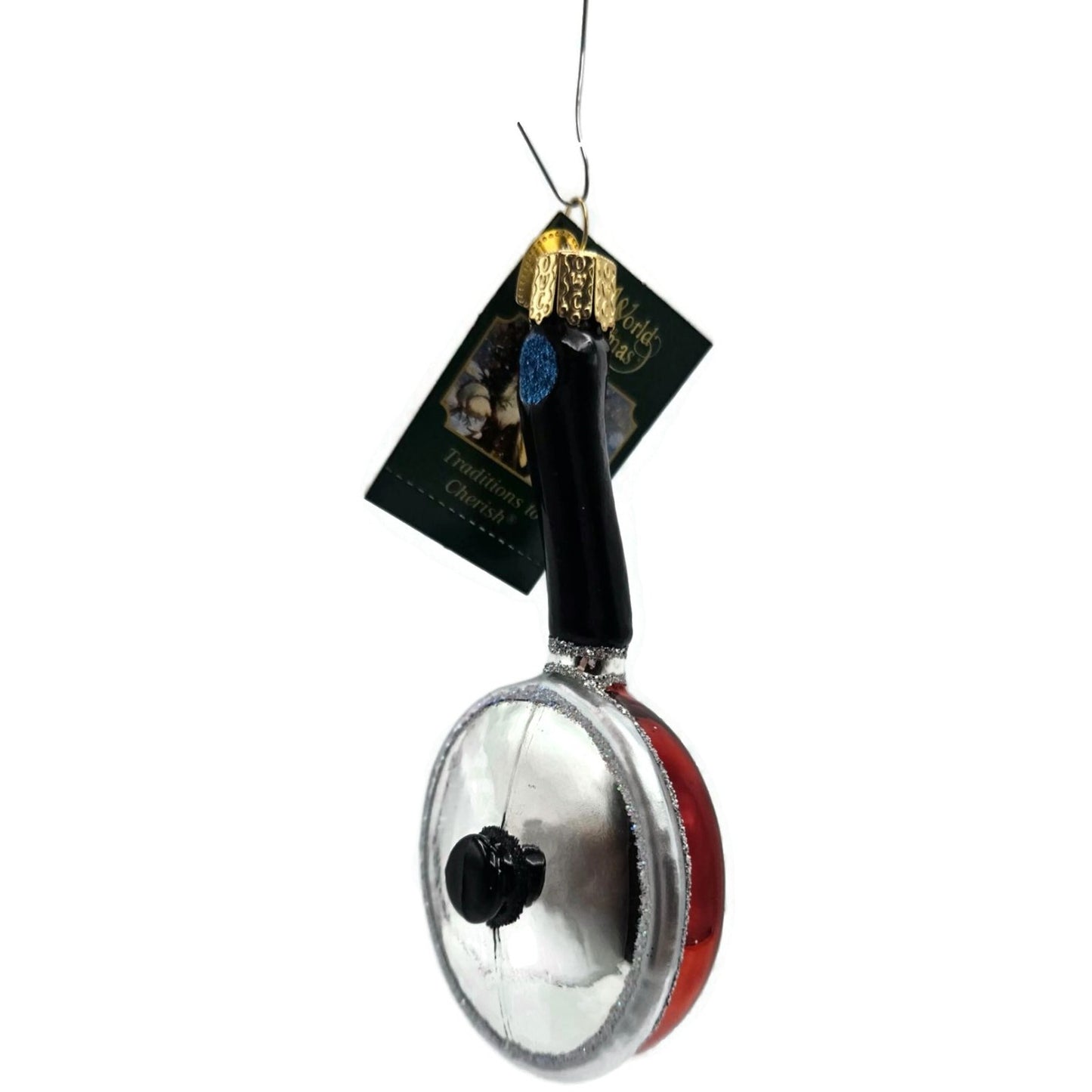 Frying Pan Cookware Ornament Red Blown Glass Old World Christmas Holiday OWC