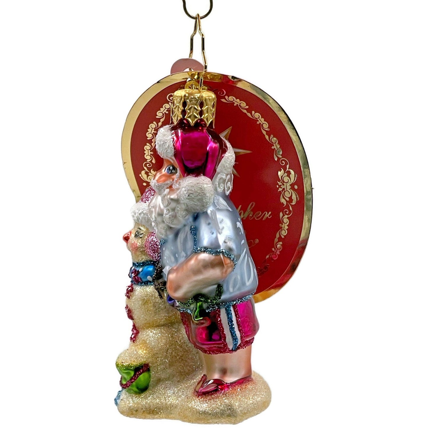 Christopher Radko Sandy Snow Team Gem Santa Claus Beach Christmas Ornament