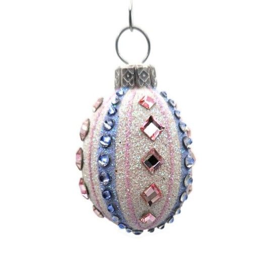 Ornament Patricia Breen Miniature Egg La Palette Vertical Pink Purple Easter