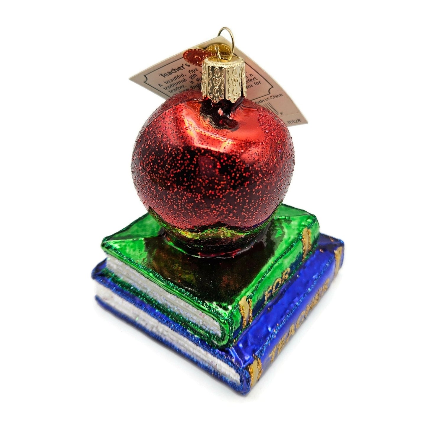 Old World Christmas Teachers Apple Books Christmas Tree Ornament OWC 36128