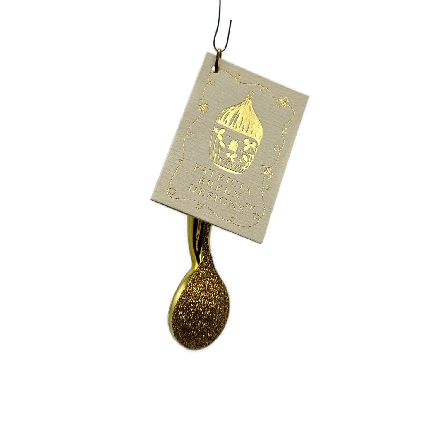 Patricia Breen One Lump or Two Gold Sugar Spoon Christmas Holiday Ornament OOAK