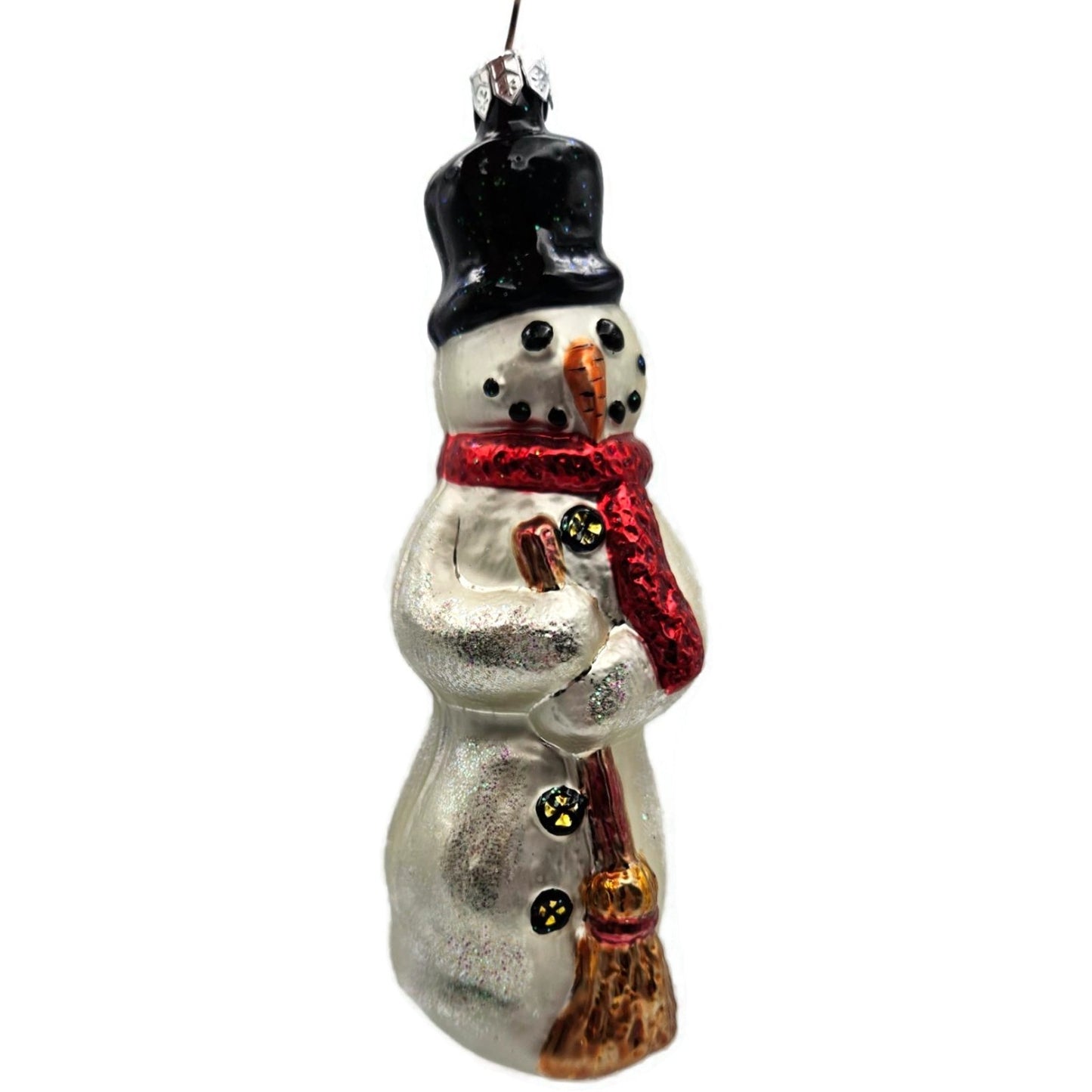 Christopher Radko Snowman With Broom Red Scarf Christmas Tree Ornament