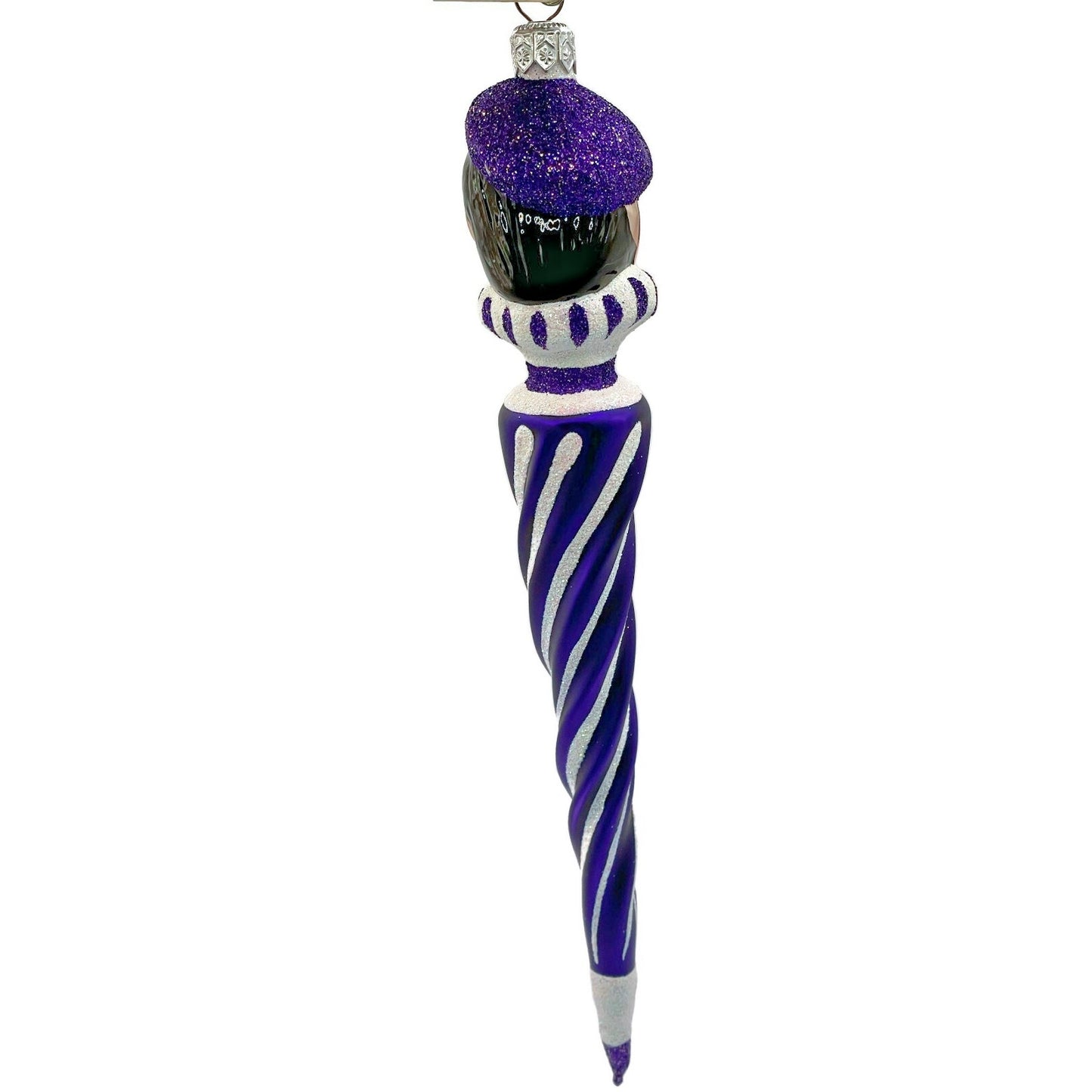Patricia Breen French Twist Purple Pearl Glittered Stripes Christmas Ornament